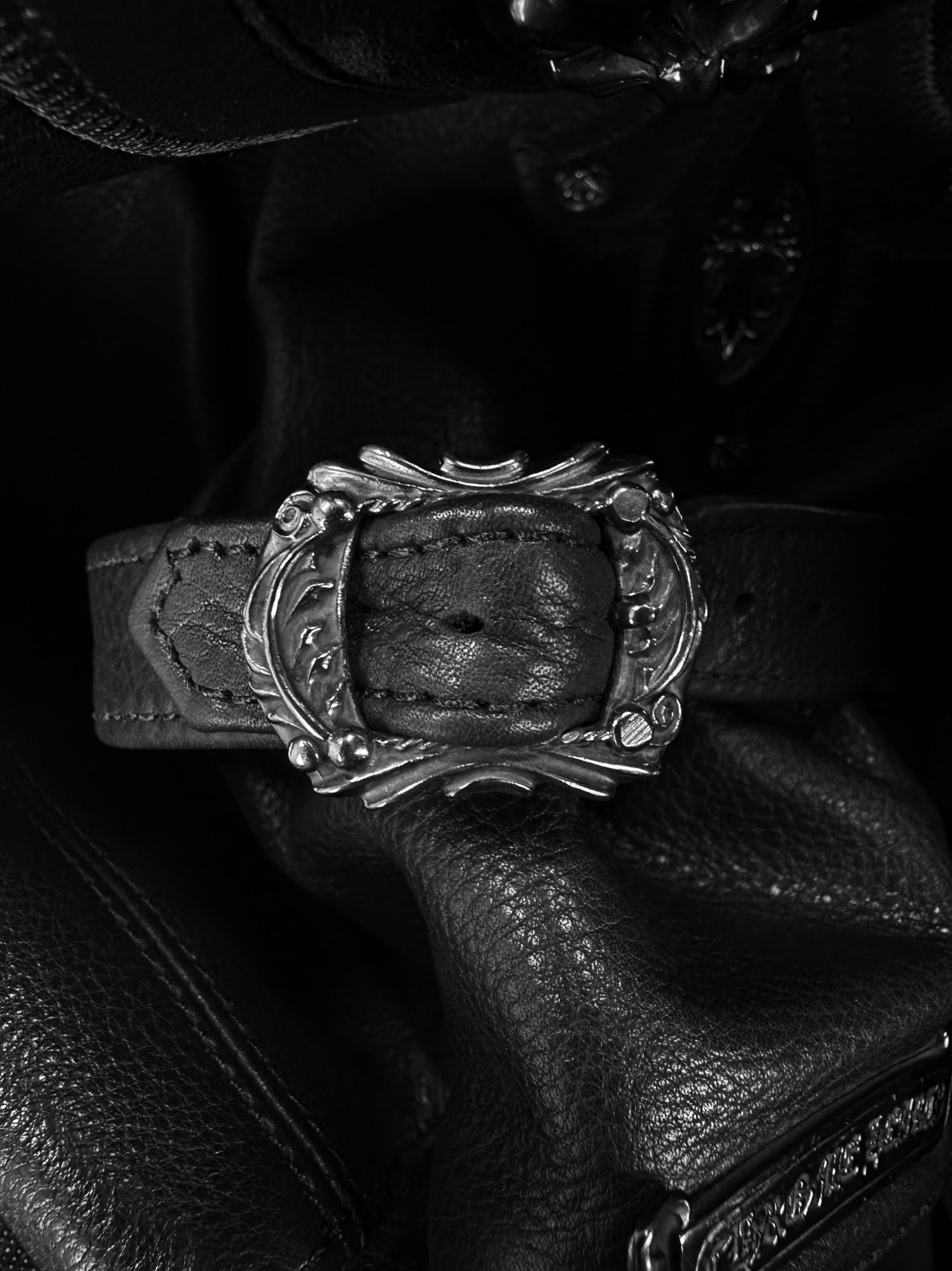 1993 Chrome Hearts Leather ‘Fleur’ .925 Silver Black Vest