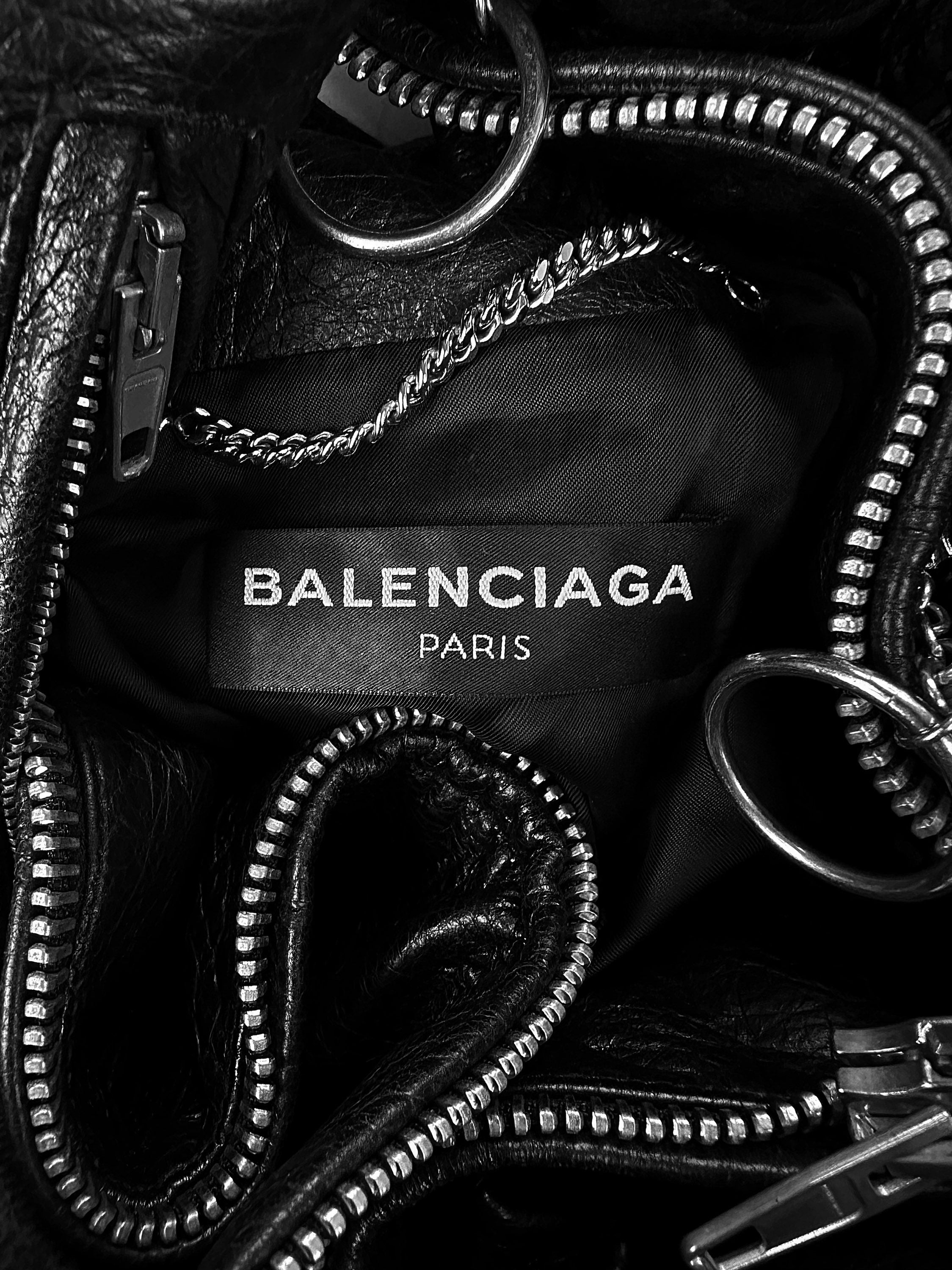SS17 Balenciaga ‘Ring’ Black Blistered Leather Moto Jacket