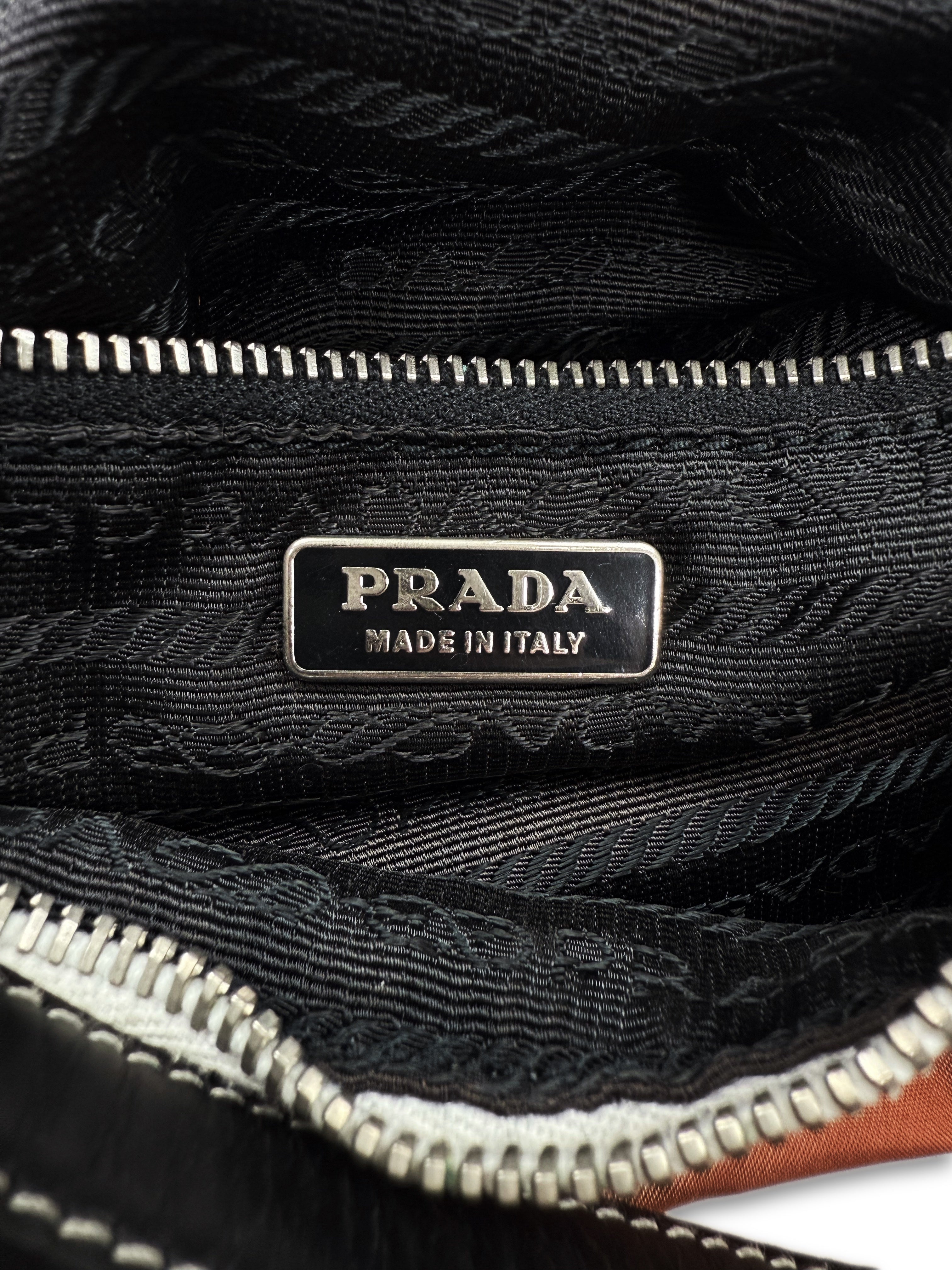 00s Prada ‘Tessuto’ Logo Nylon Burnt Orange Mini Purse