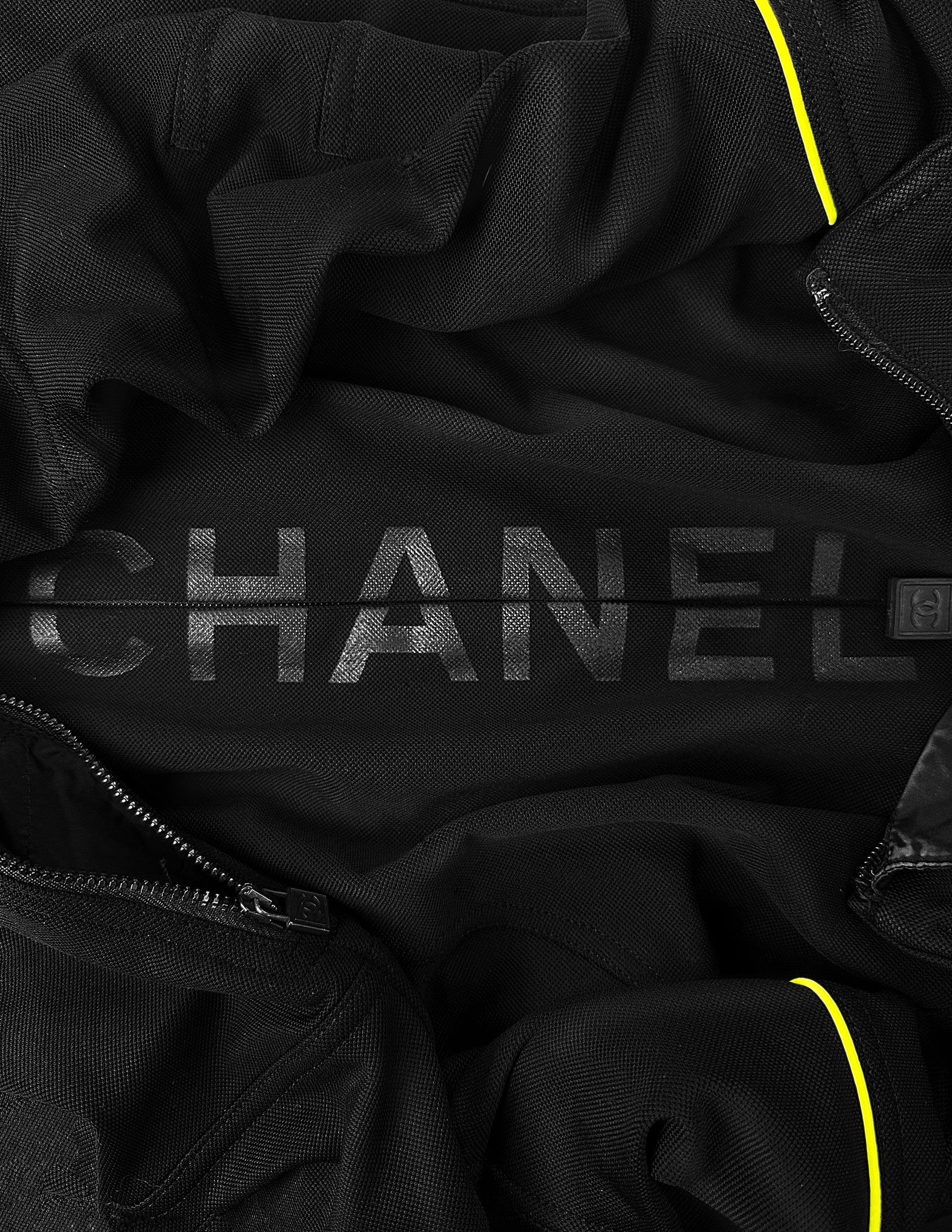 2004 Chanel Sport ‘Ski’ Black Logo Neon Full-zip Jacket