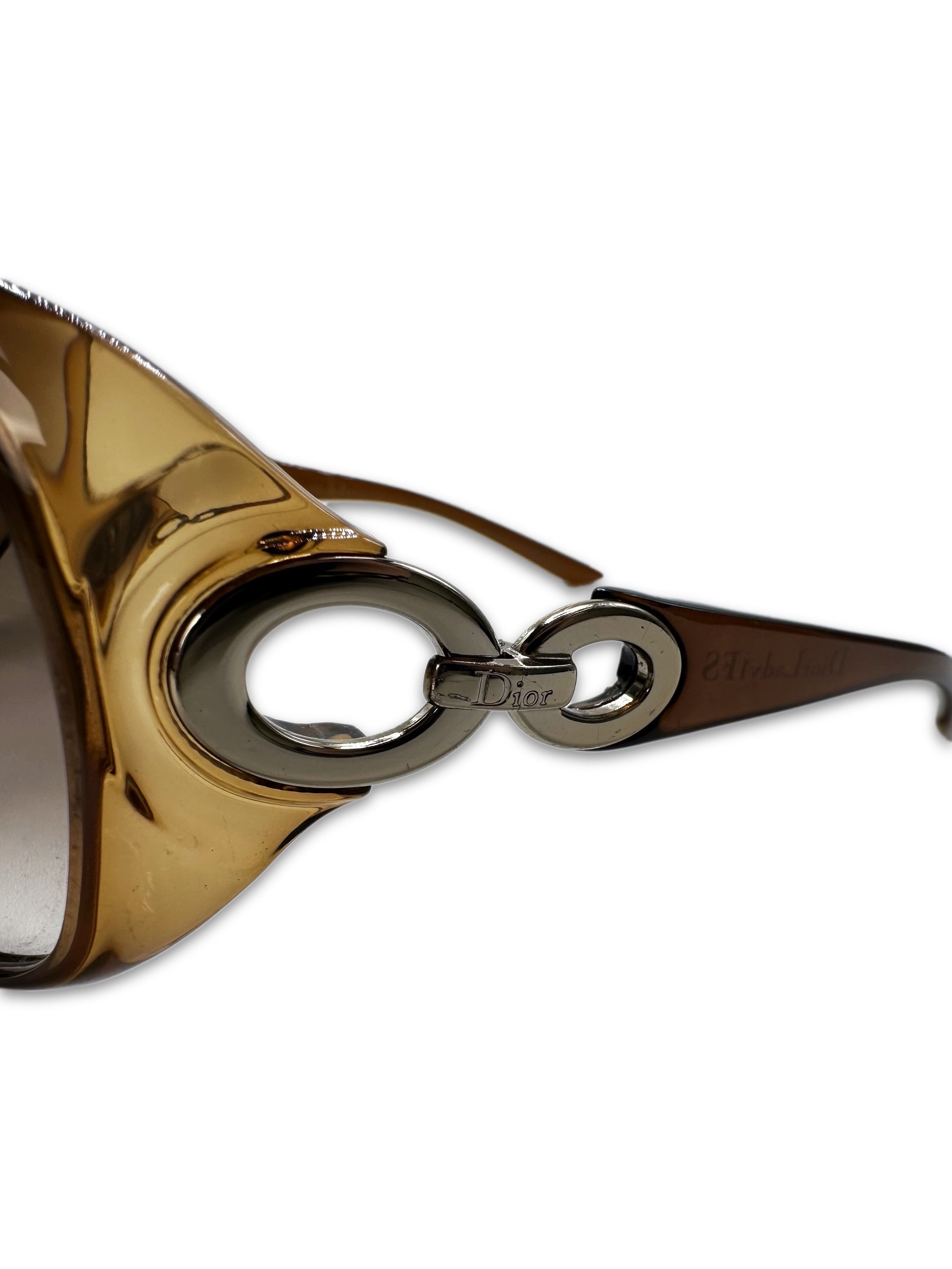 00s Dior Rounded Frame Ombré Metallic Sunglasses