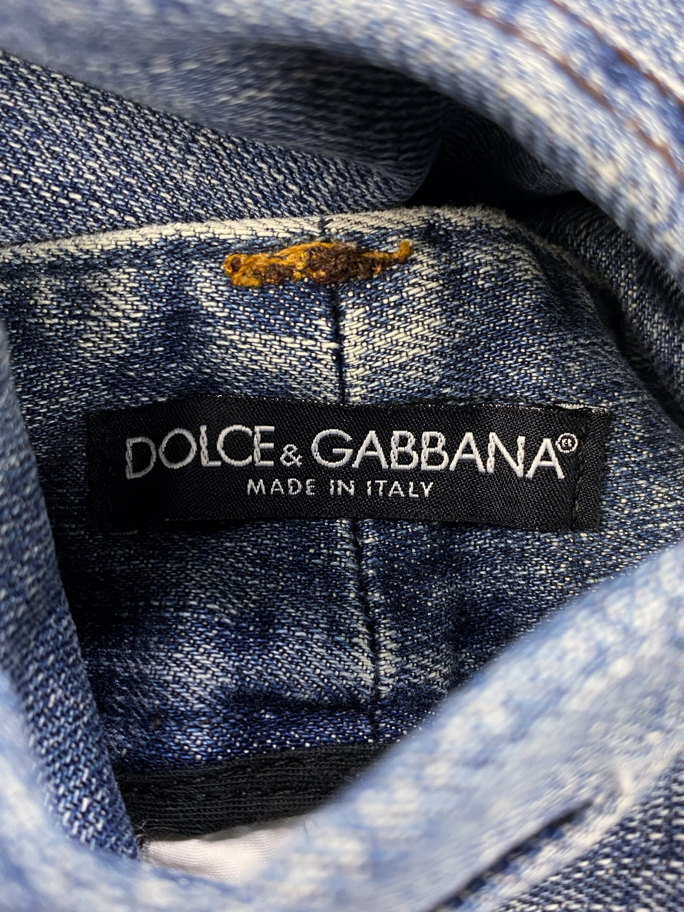 Dolce & Gabbana Distressed Sashiko Stitch Light Wash Denim