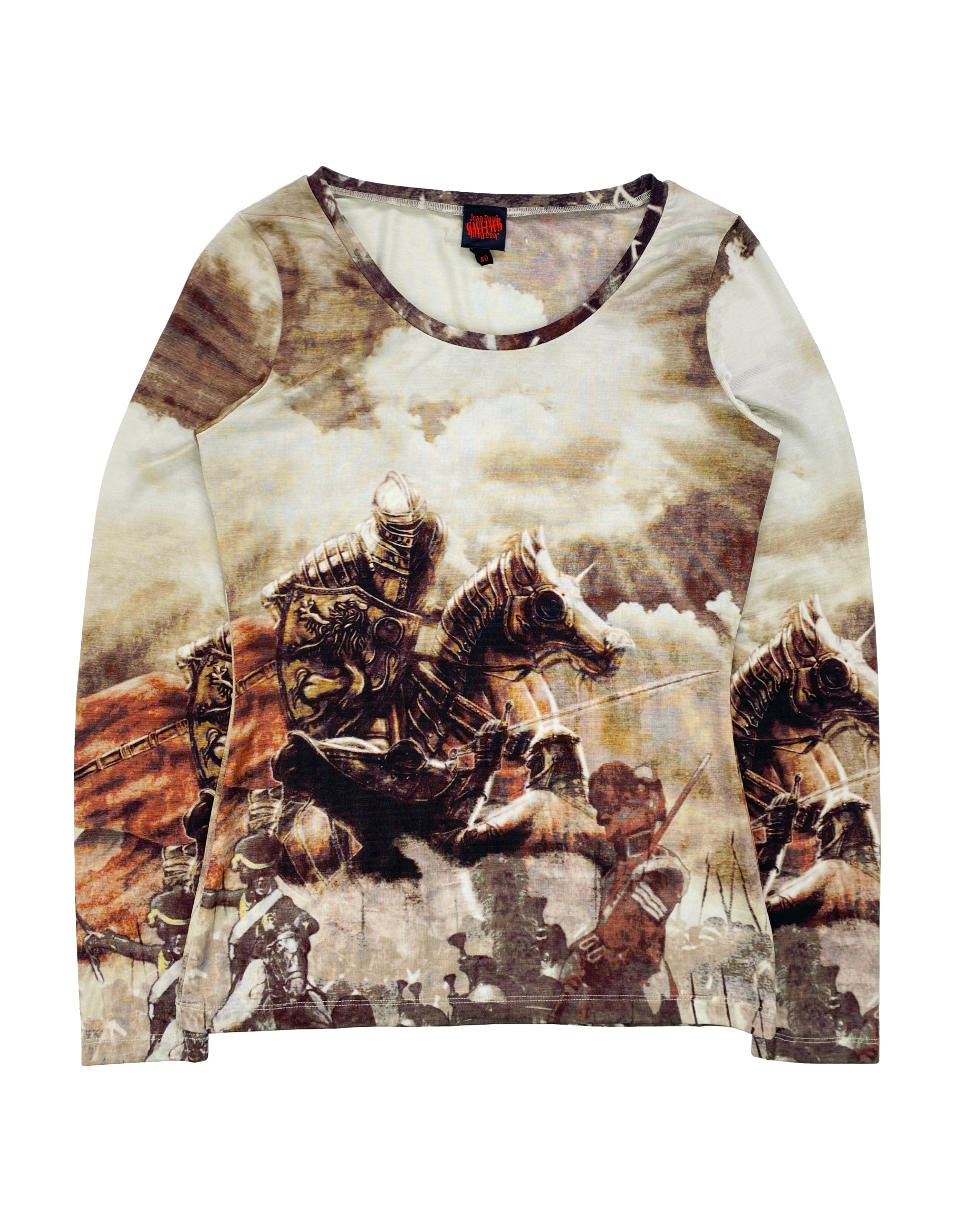 90’s Jean Paul Gaultier ‘Knight’ Mesh Print Longsleeve Shirt
