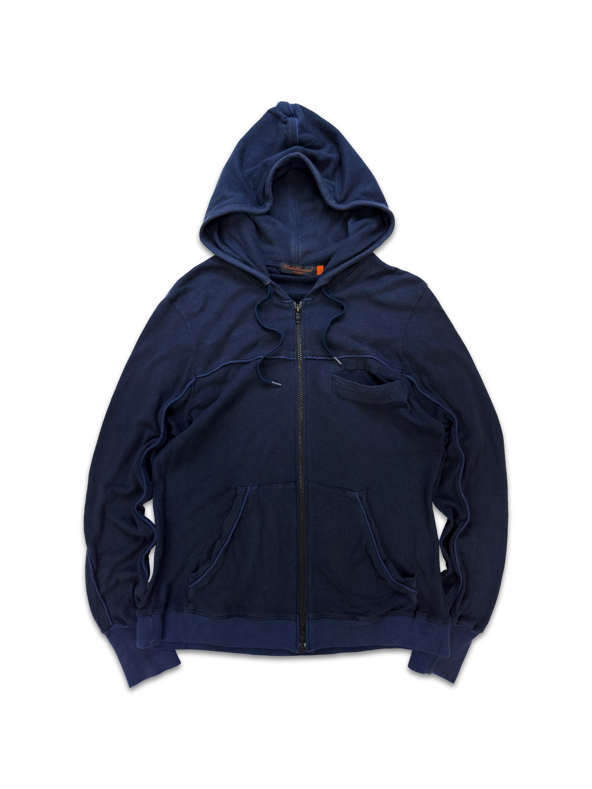 Undercover Navy Blue Full-zip ‘Chest Pocket’ Hoodie