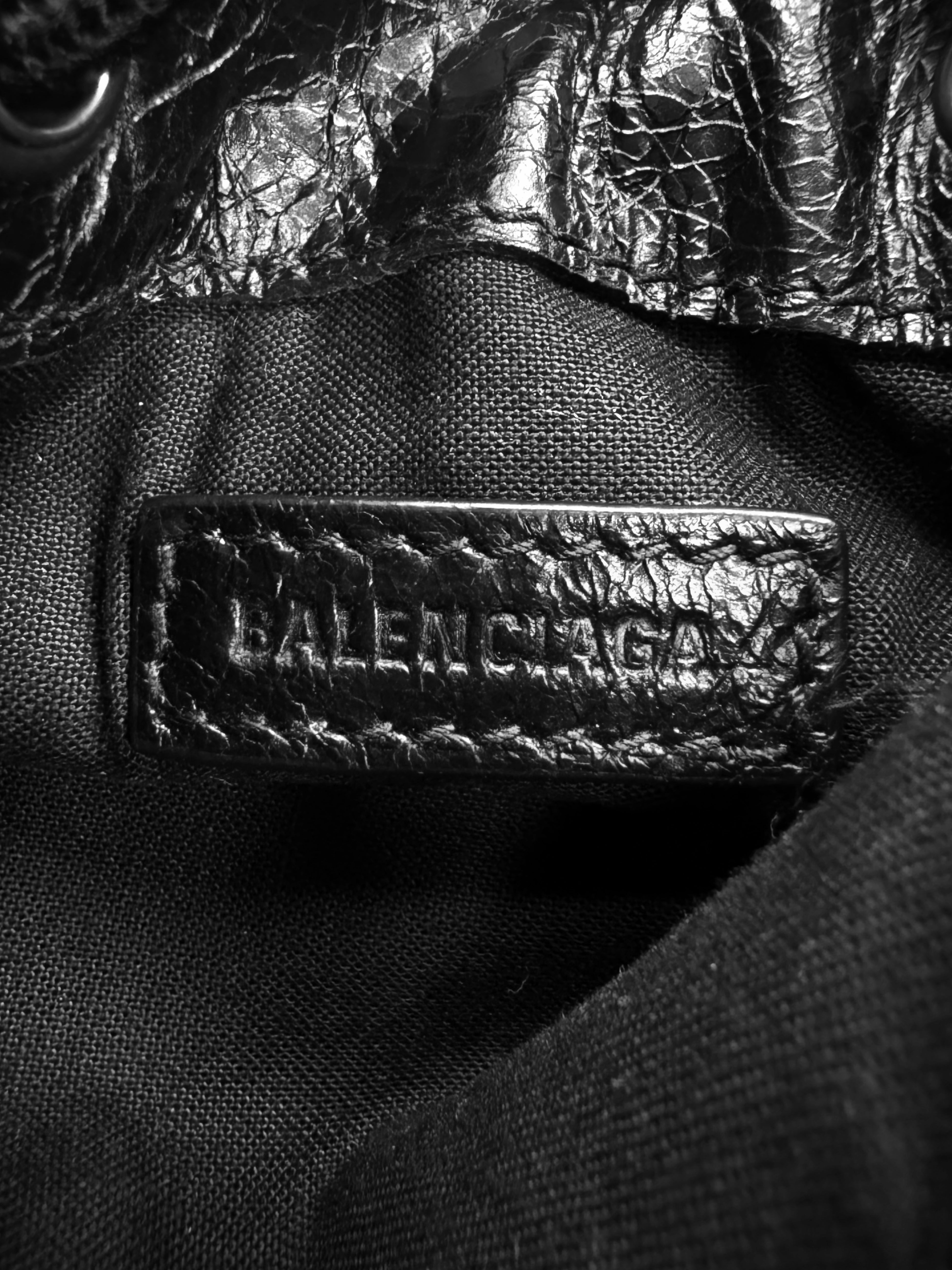 Balenciaga Graffiti Black Leather Explorer Crossbody Bag