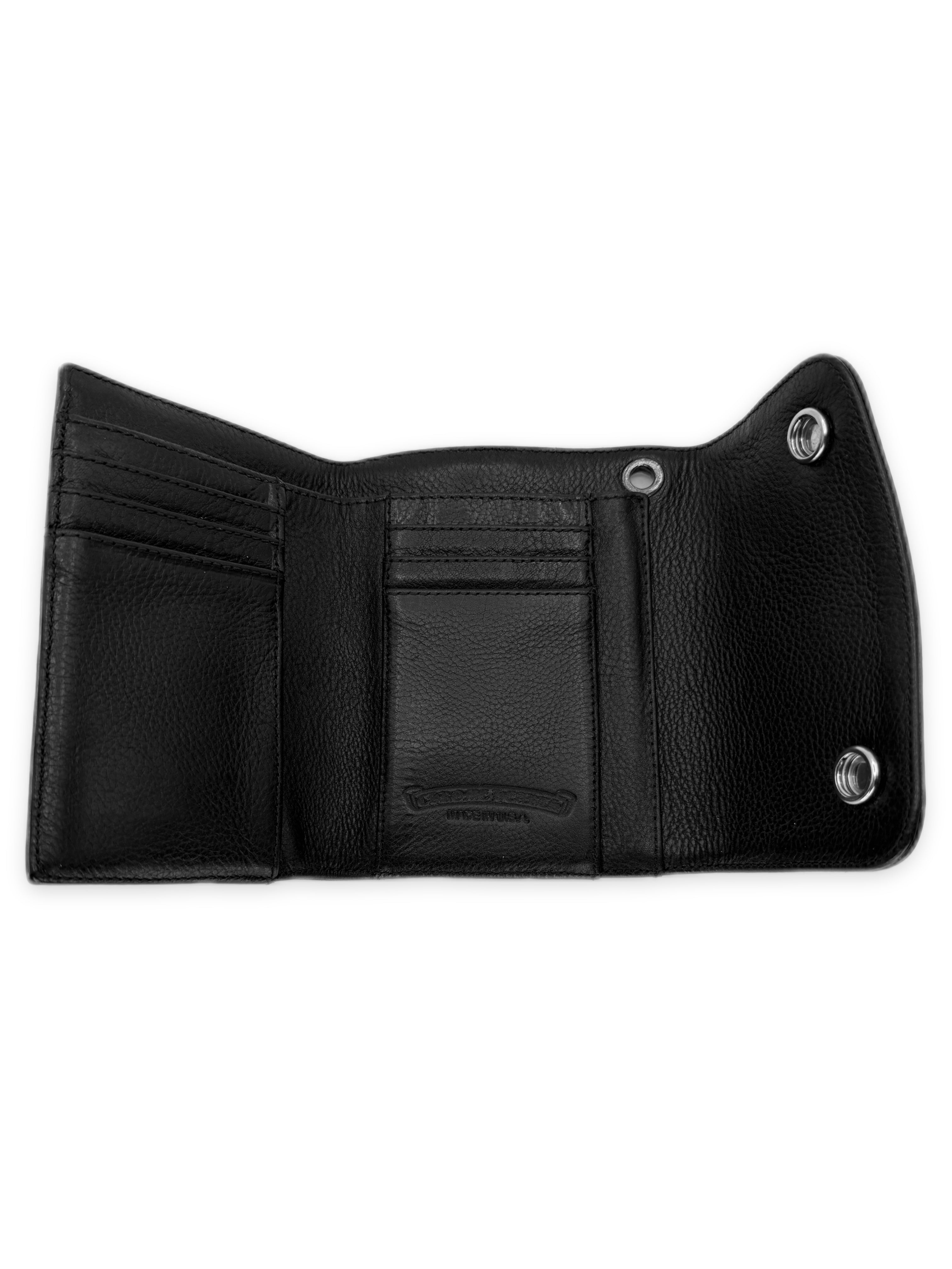 Chrome Hearts Mini Wave Tri Fold Dagger Zip Leather Wallet
