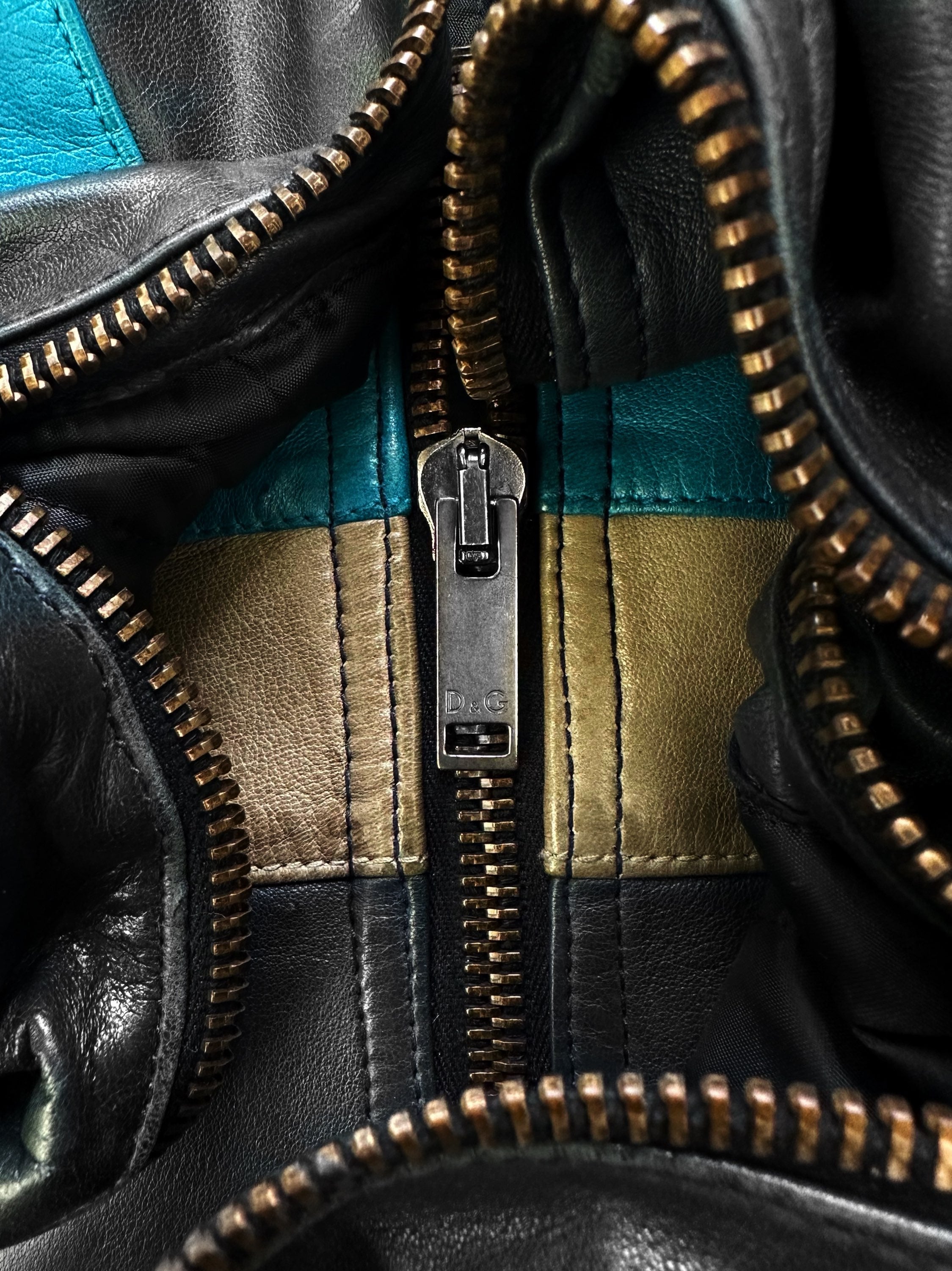 SS01 Dolce & Gabbana ‘Striped’ Calfskin Leather Racing Jacket