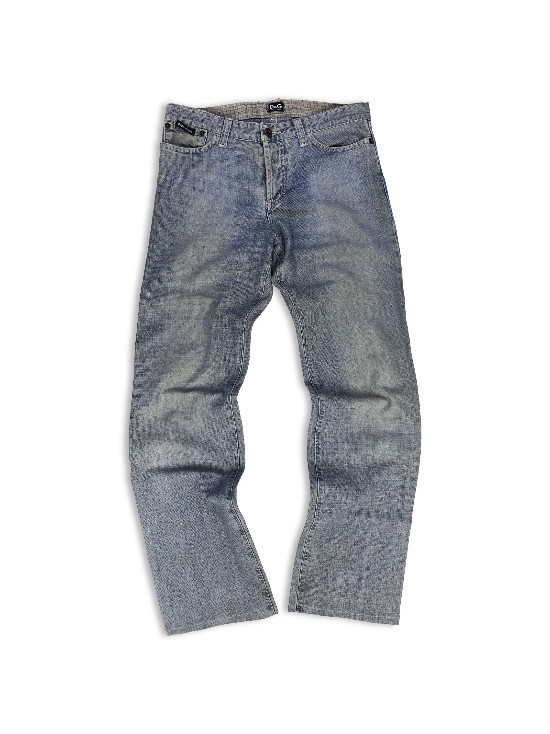 00s Dolce &amp; Gabbana Light Wash Back Cinch Denim