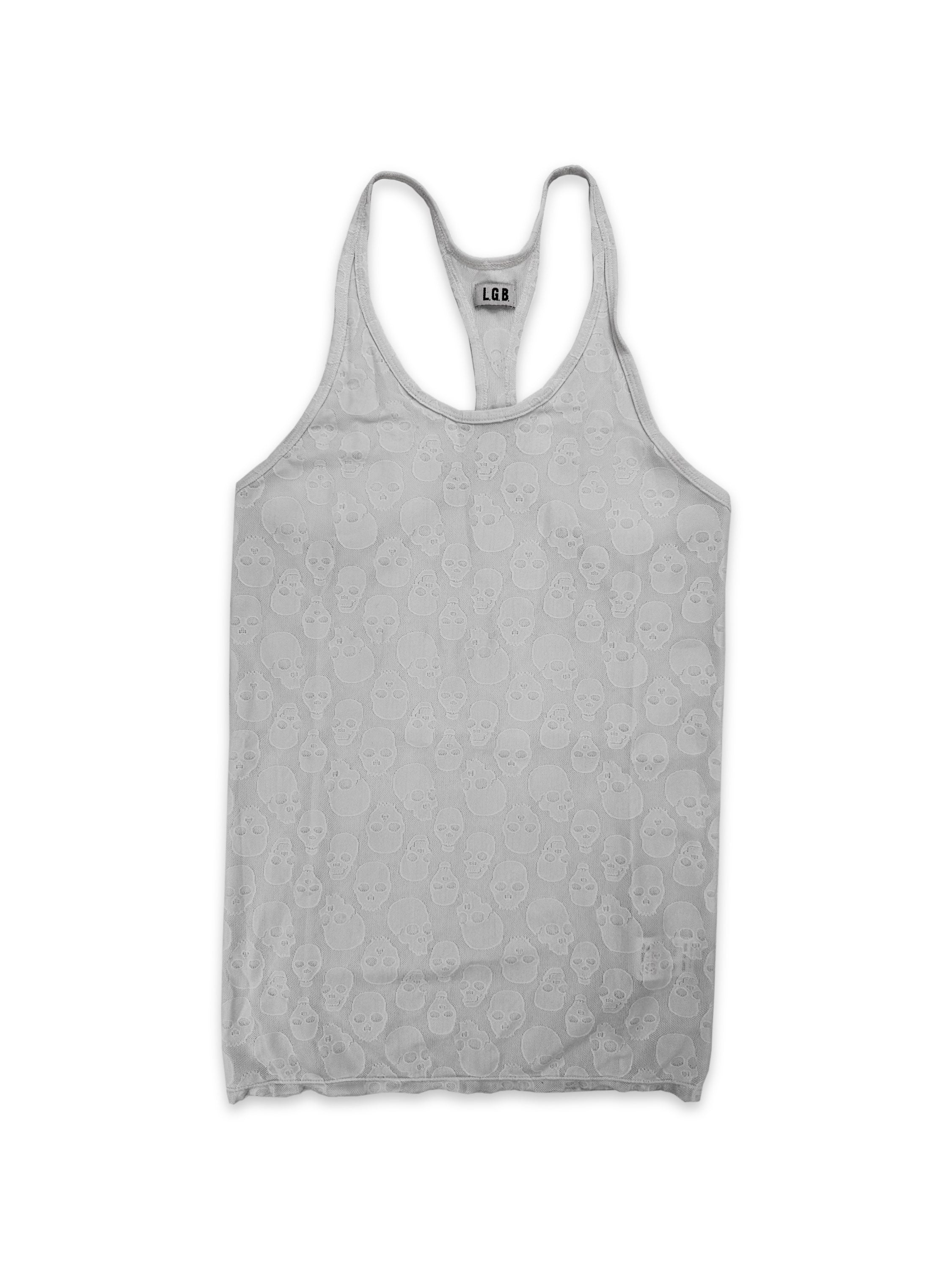 00s Le Grande Bleu (L.G.B) White Mesh ‘Skull’ Motif Tank-top