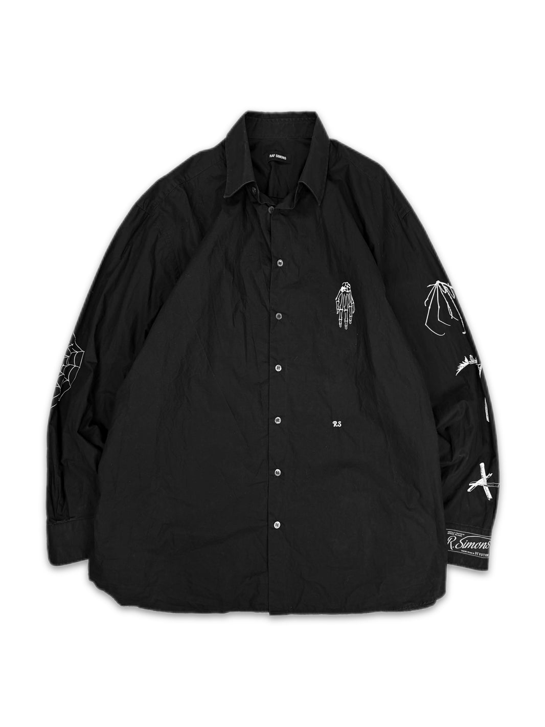 AW21 Raf Simons ‘Spiderweb’ Gothic Skeleton Button Up Long Sleeve