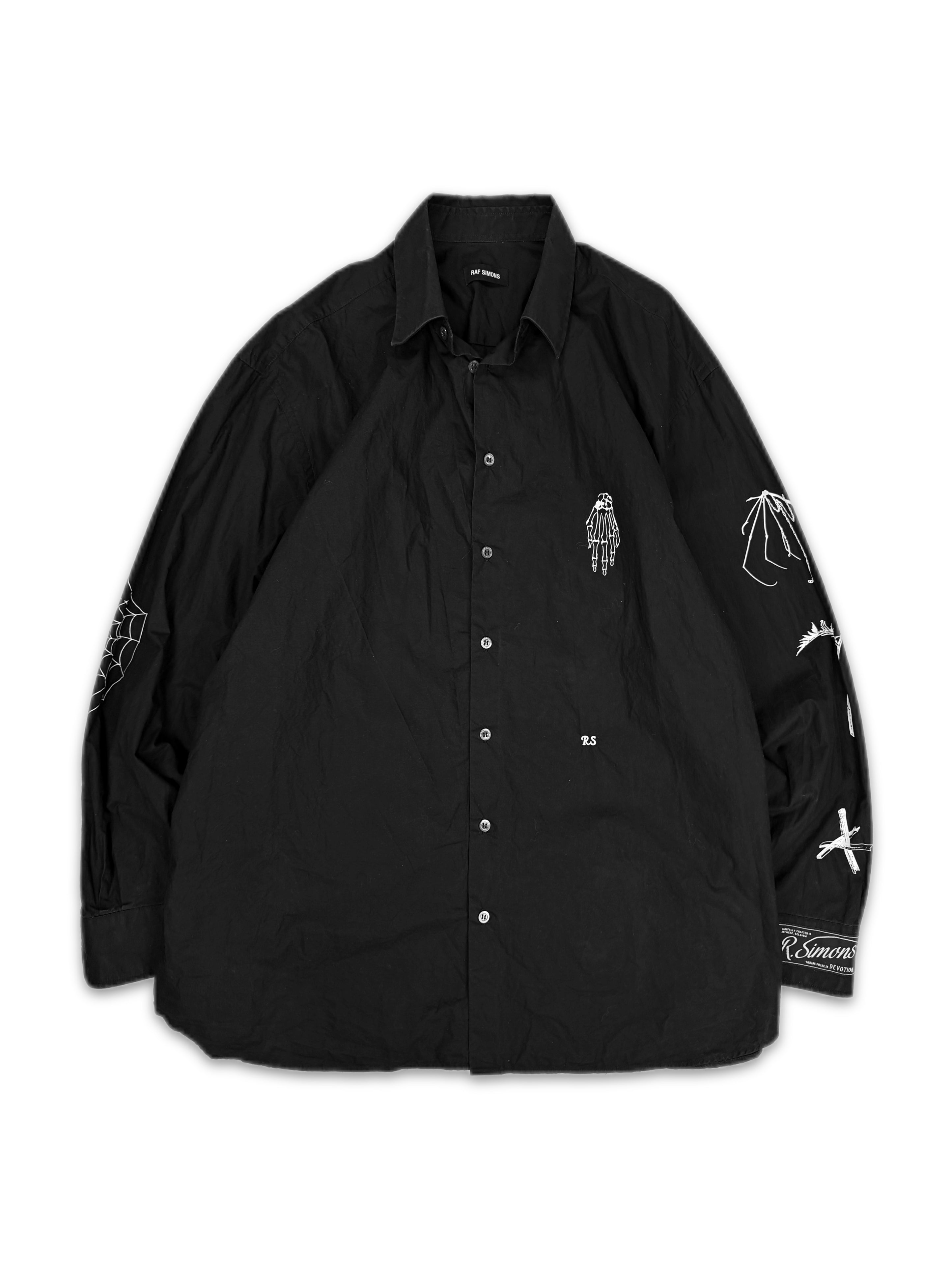 AW21 Raf Simons ‘Spiderweb’ Gothic Skeleton Button Up Long Sleeve