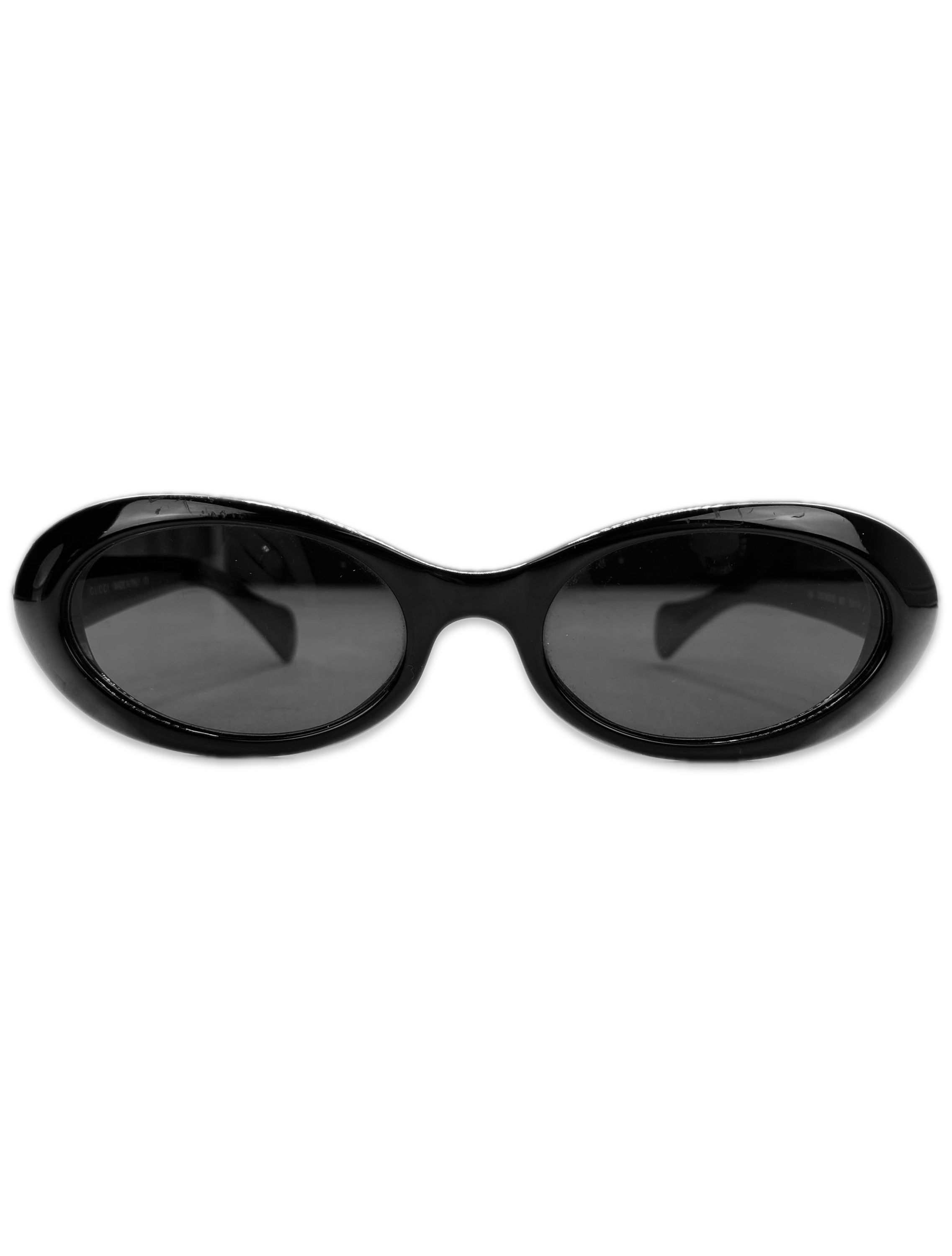 Gucci Black Oval Tint Rounded Frame Sunglasses