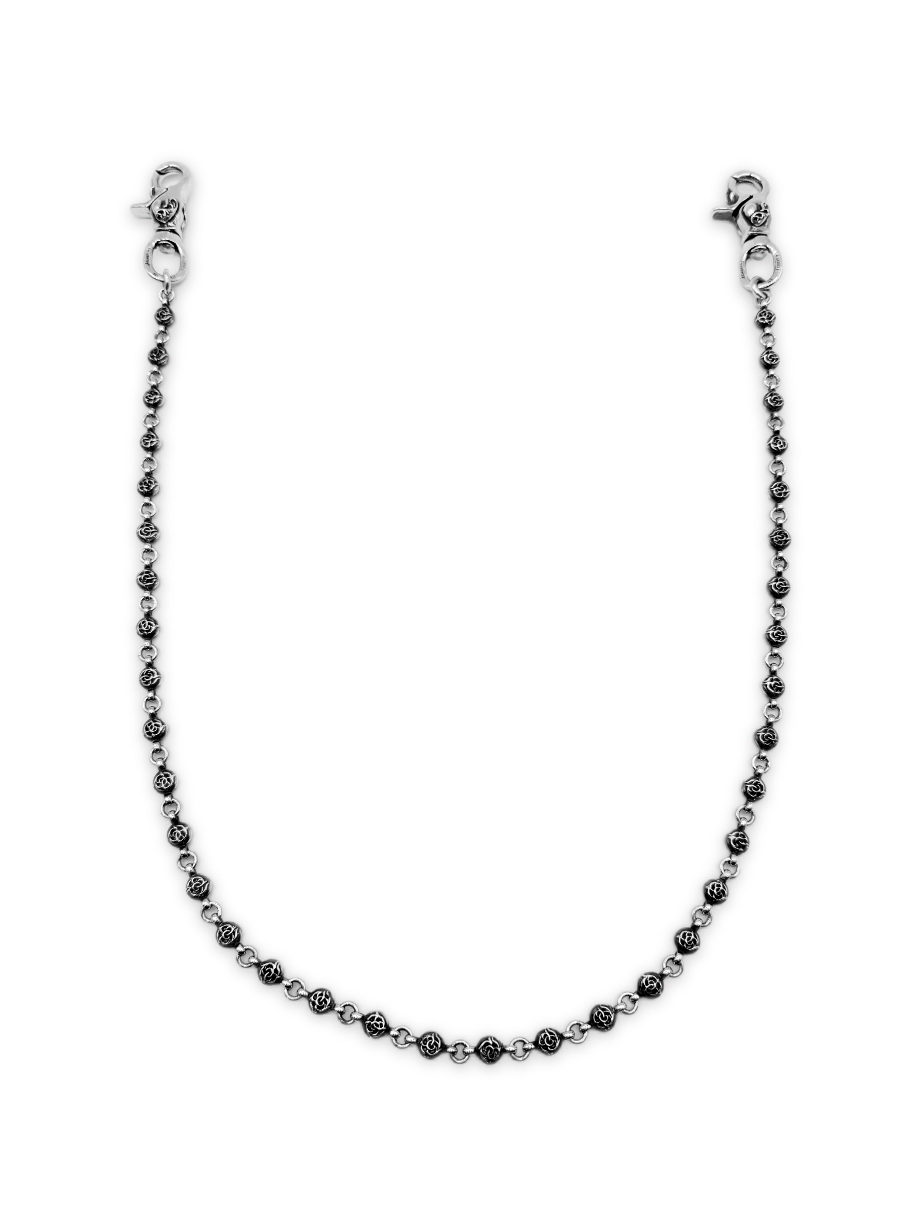 Chrome Hearts Floral Ball 31.5 in Heart Lobster Clasp .925 Silver Wallet Chain