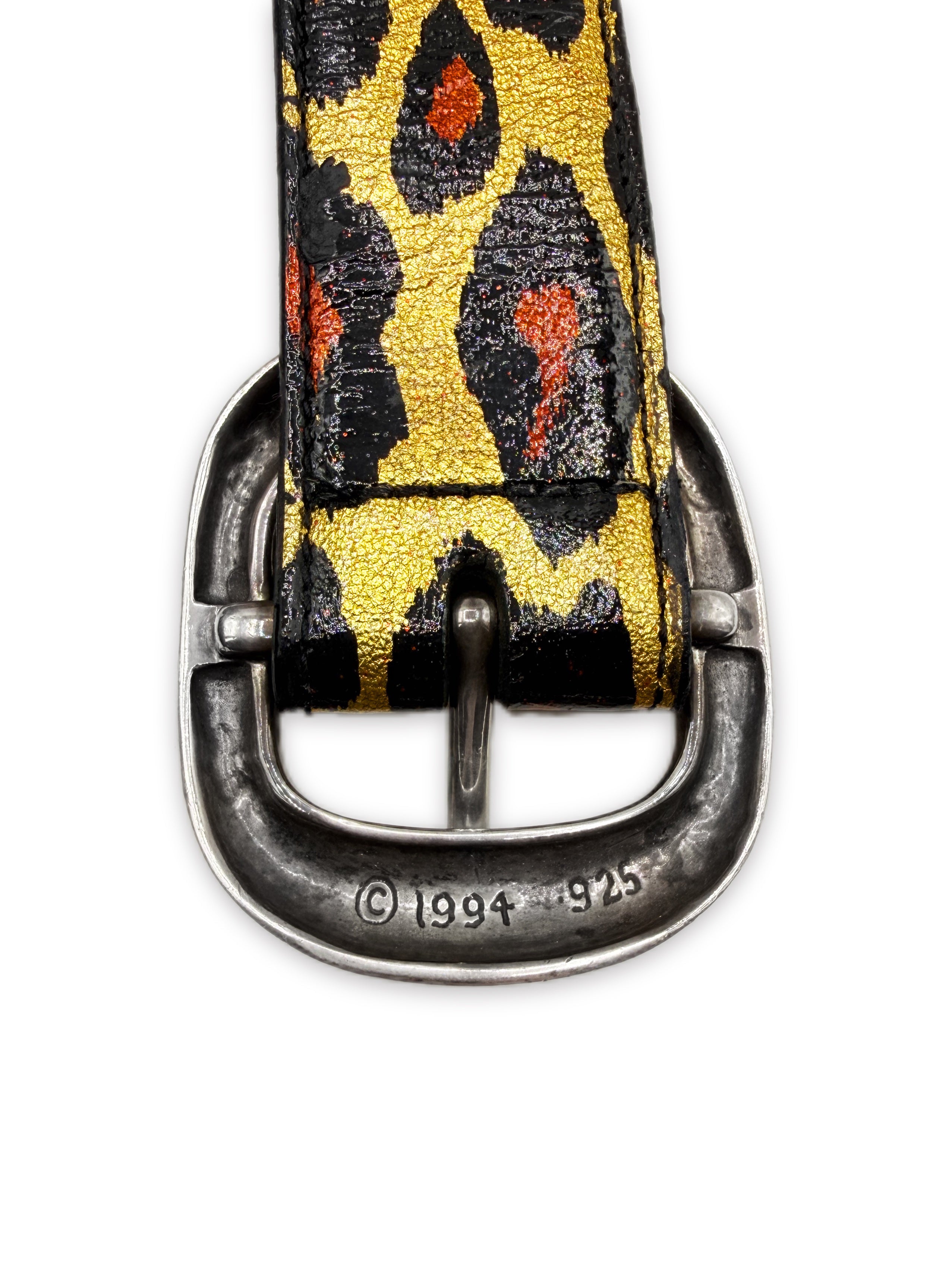 Chrome Hearts Leopard Painted Gunslinger .925 Silver Leather Belt