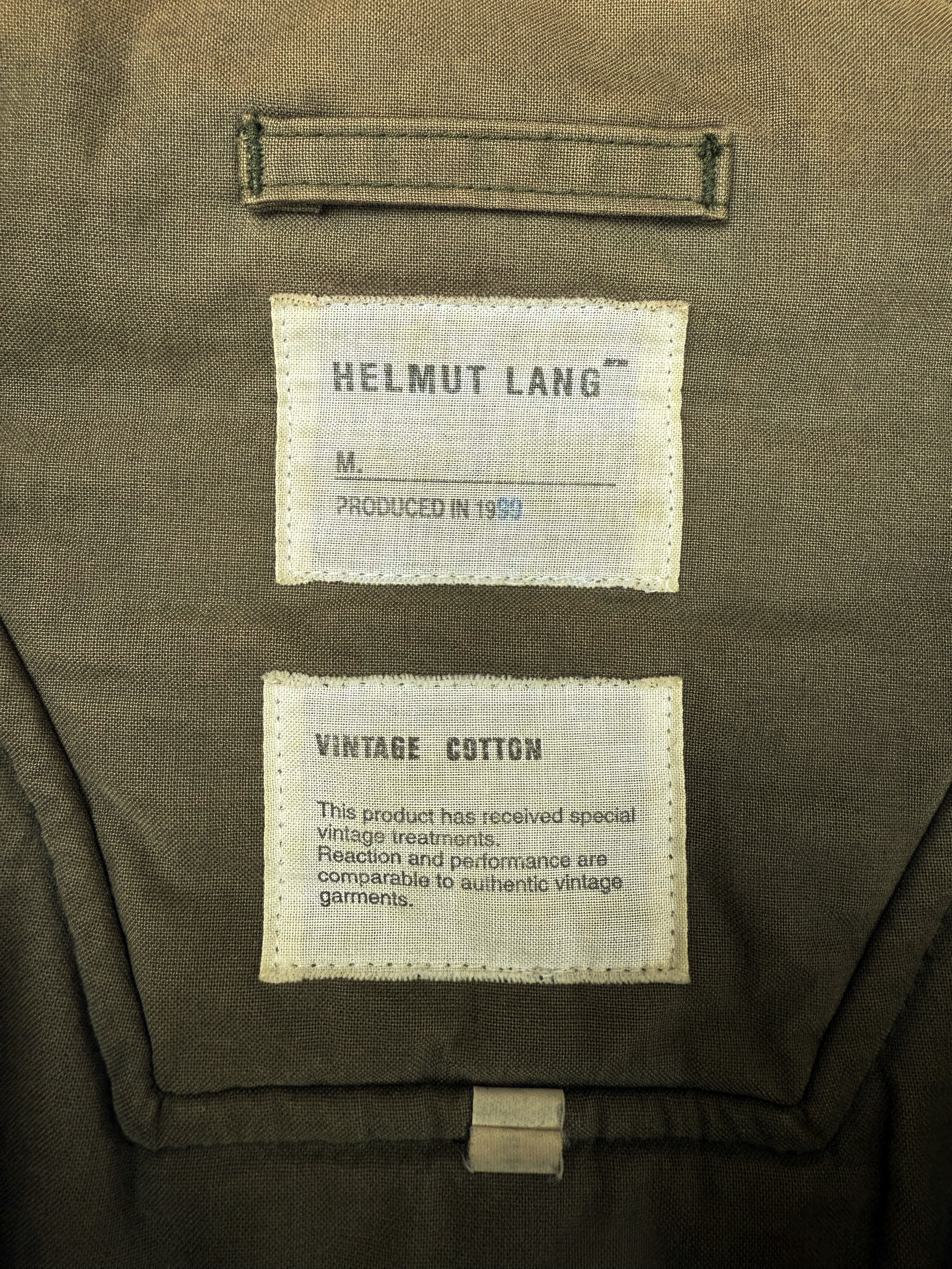 AW99 Helmut Lang Olive Cotton One Pocket Padded Jacket