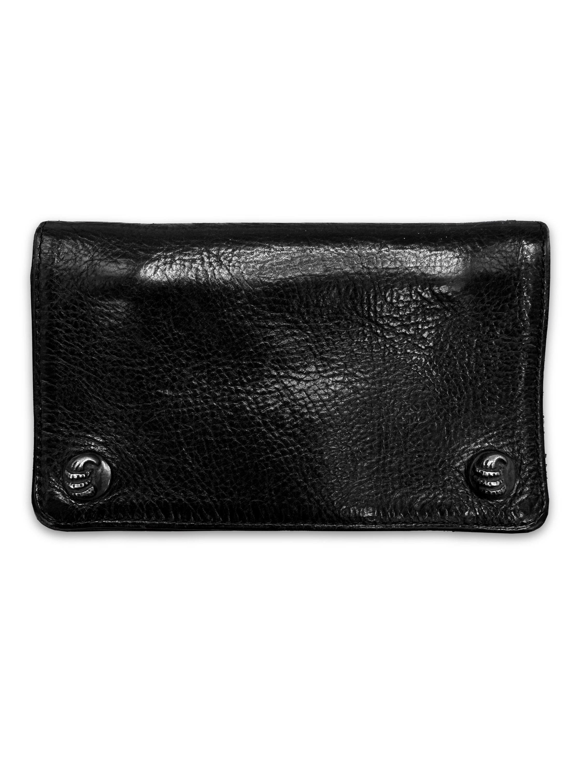 00s Chrome Hearts ‘Claw’ Motif .925 Silver Black Leather Bifold Wallet