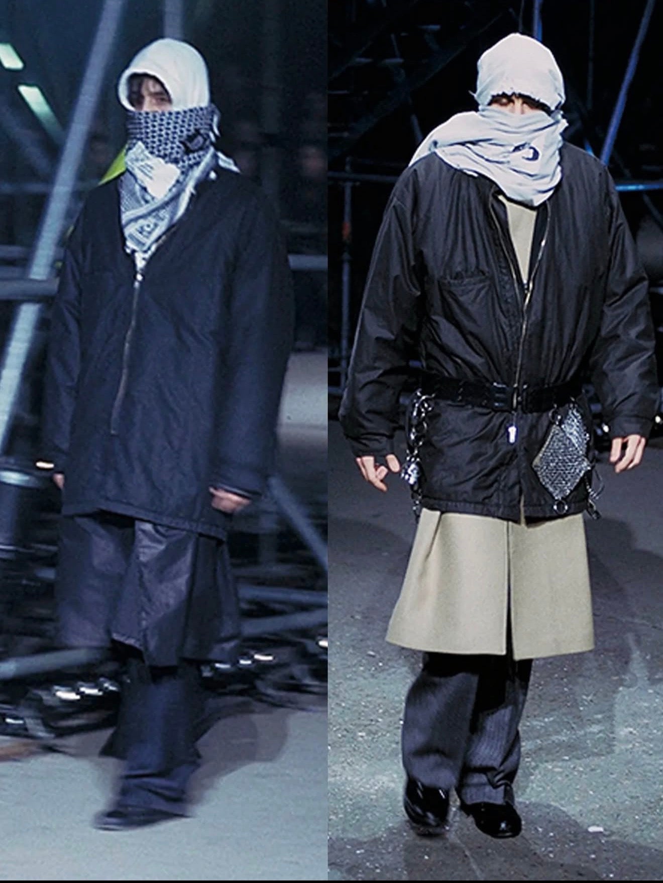 AW01 Raf Simons Riot Riot Riot Patched Black Keffiyeh Scarf