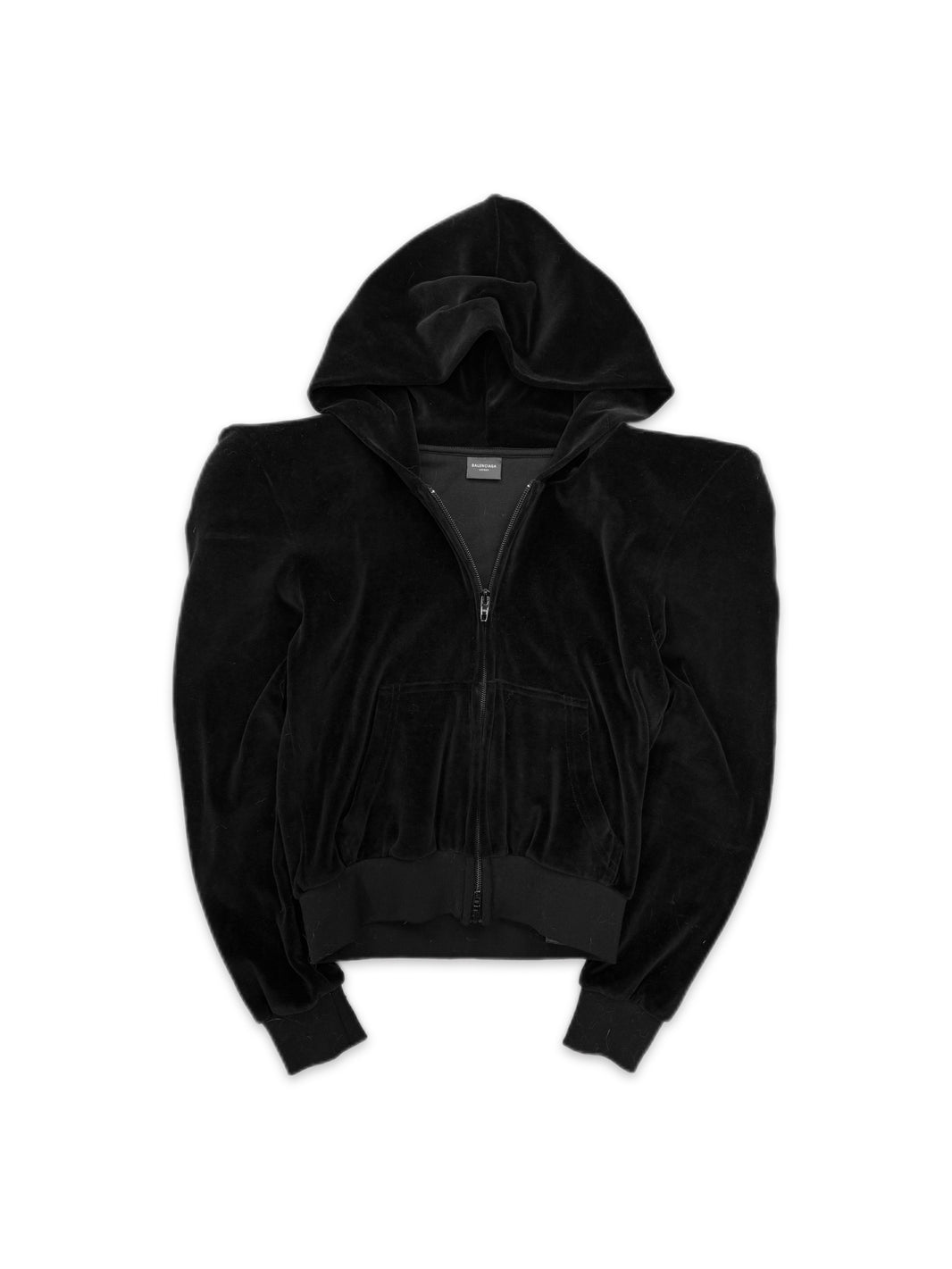 AW23 Balenciaga Velvet Shoulder Pad Zip-up Cropped Track Jacket
