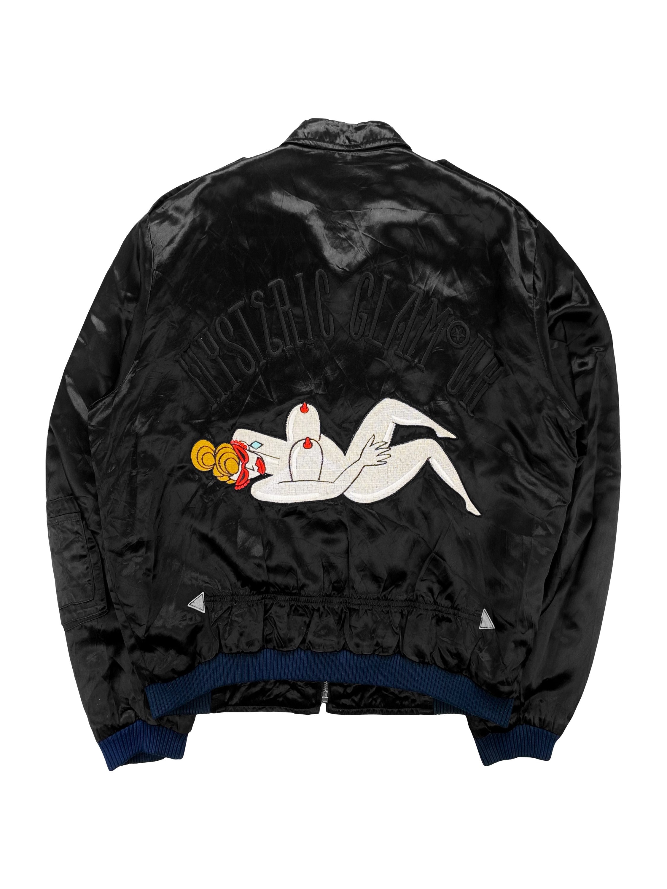 90s Hysteric Glamour Naked Woman Black Embroidered Cargo Bomber