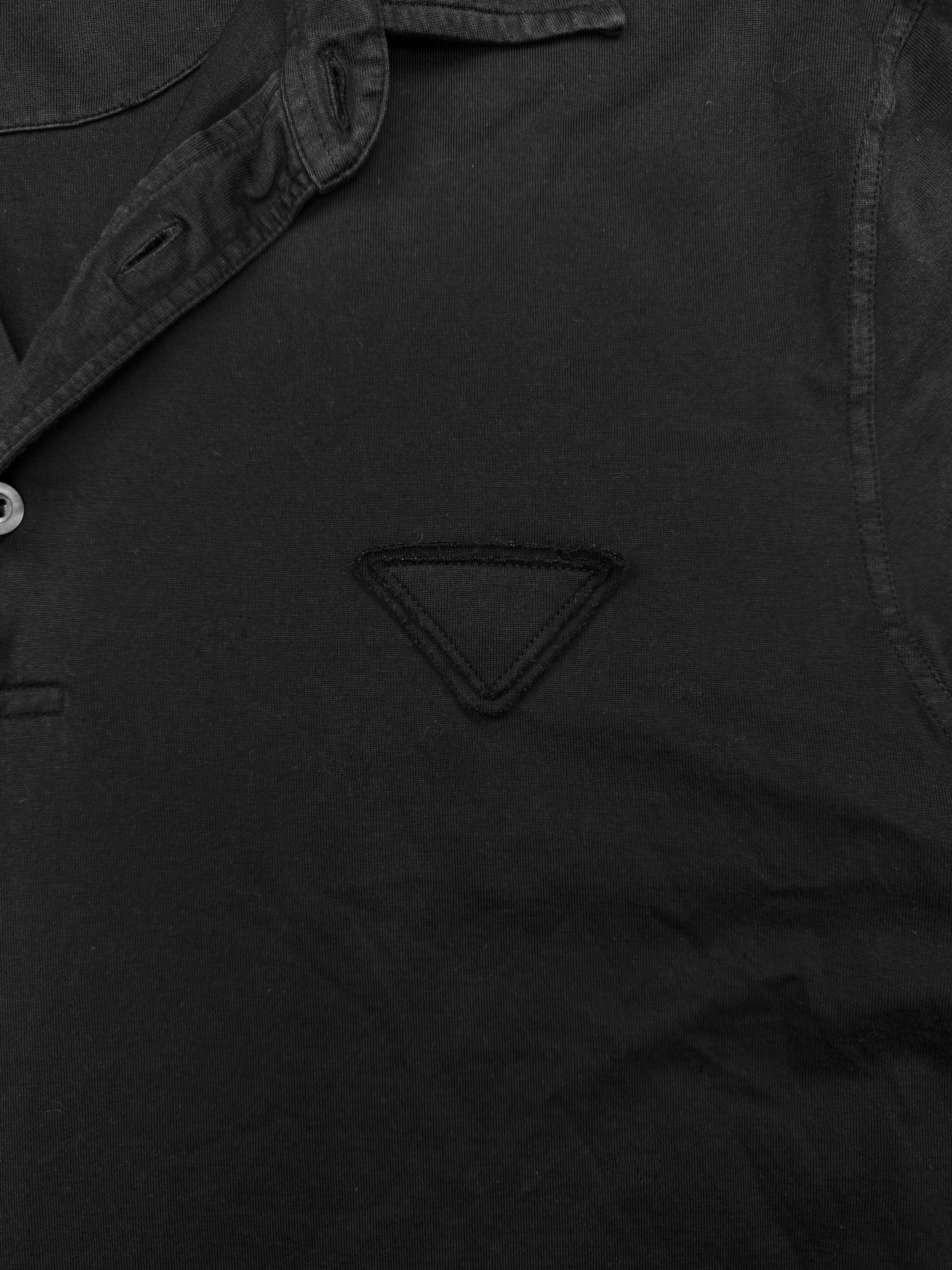 SS23 Prada ‘Triangle Logo’ Black Collared Polo Shirt