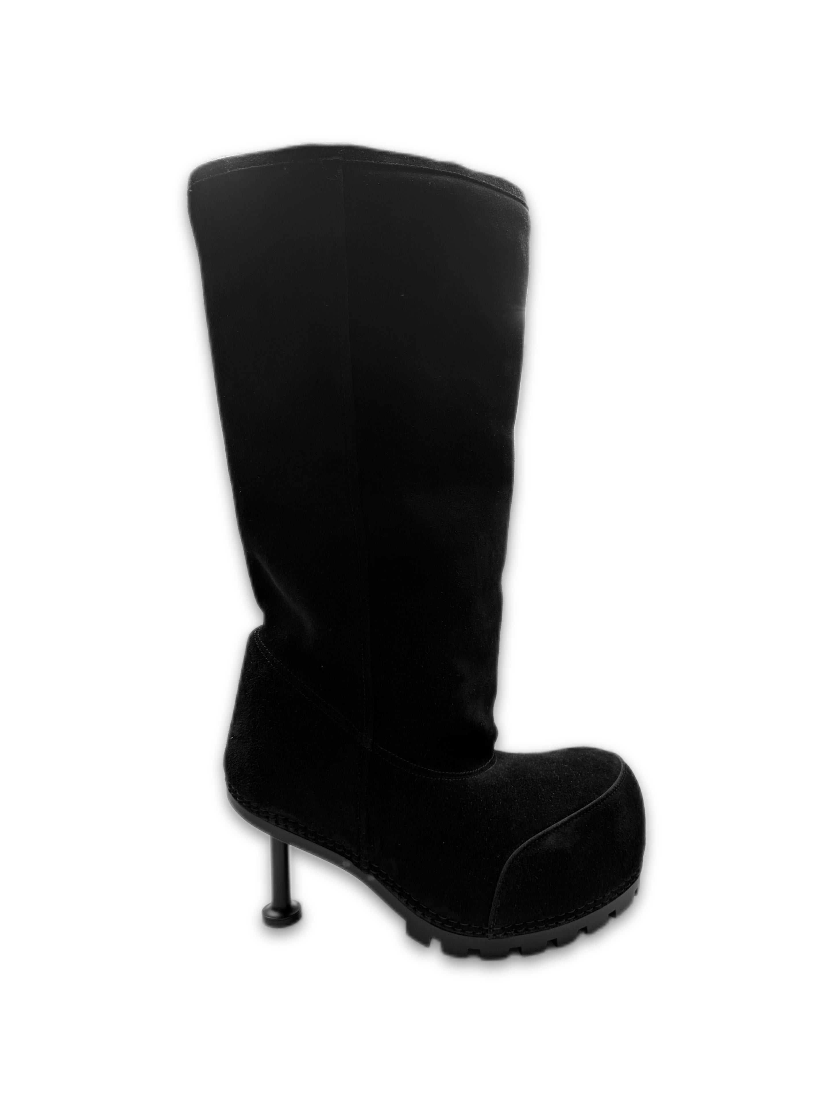 AW24 Balenciaga Suede Alaska Heeled Blacked Hi-top Boots