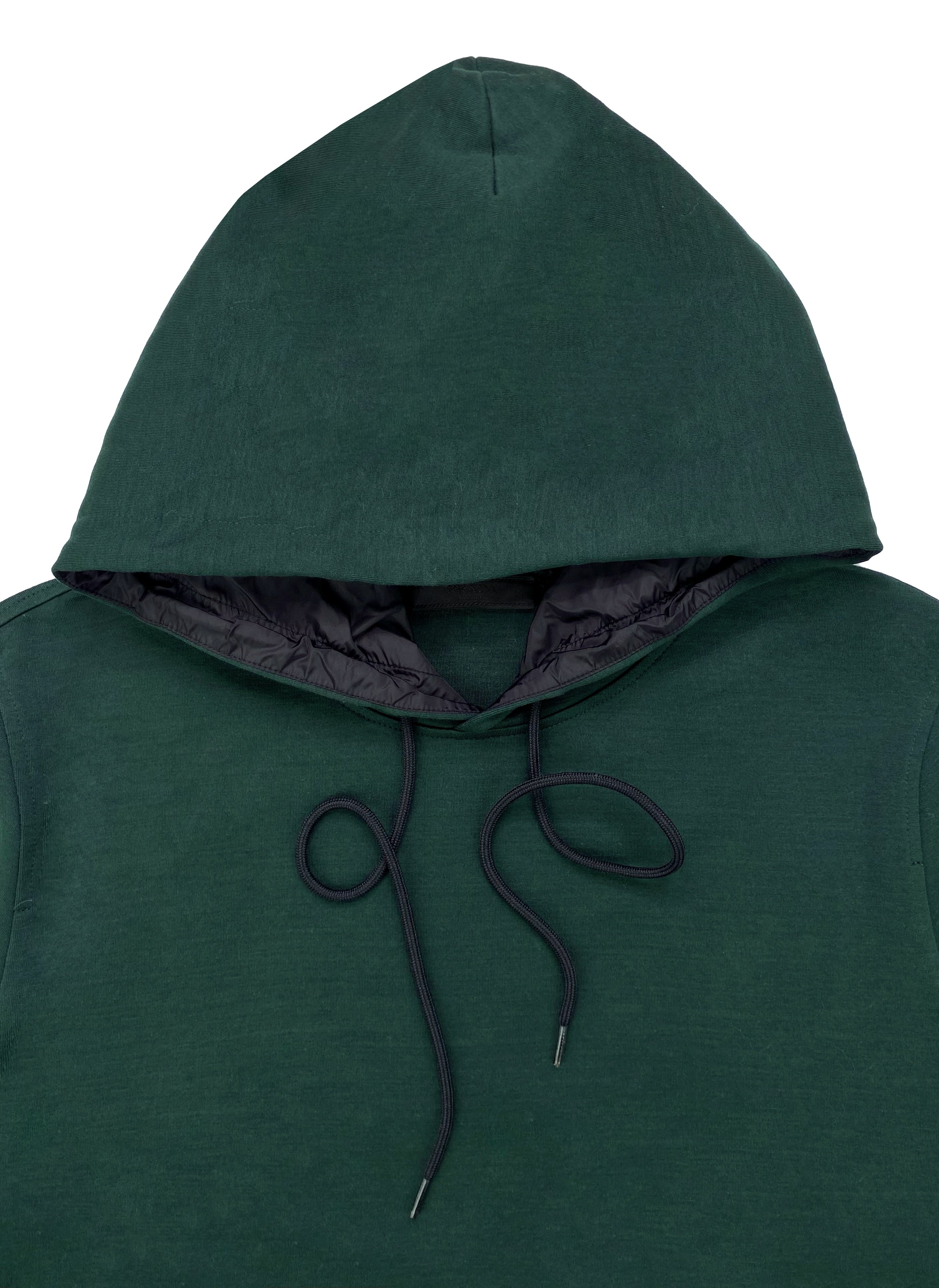 Prada Forest Green Nylon Lined Hoodie