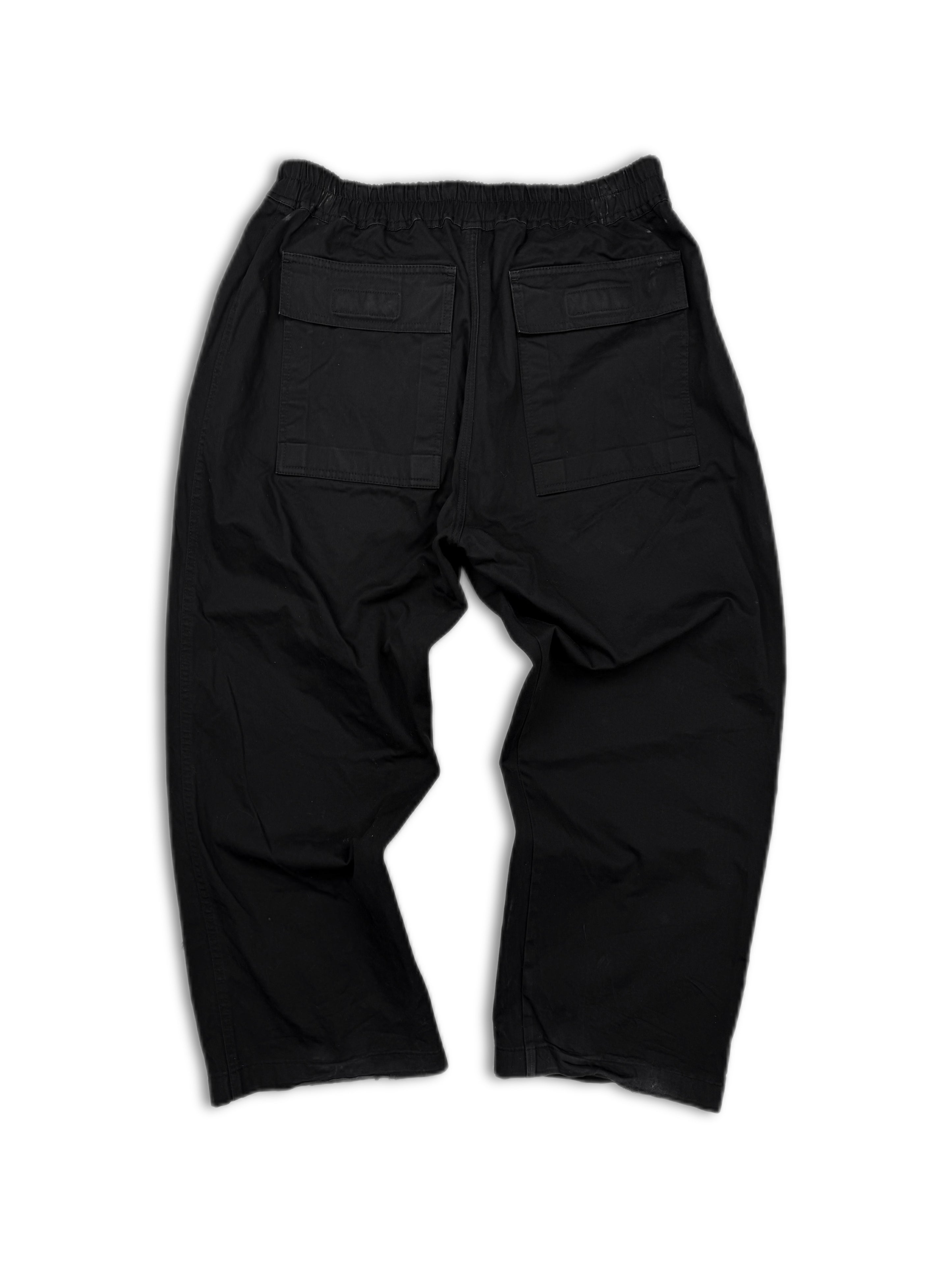 Rick Owens 3/4 Length Cropped Black Heavyweight Cotton Pants