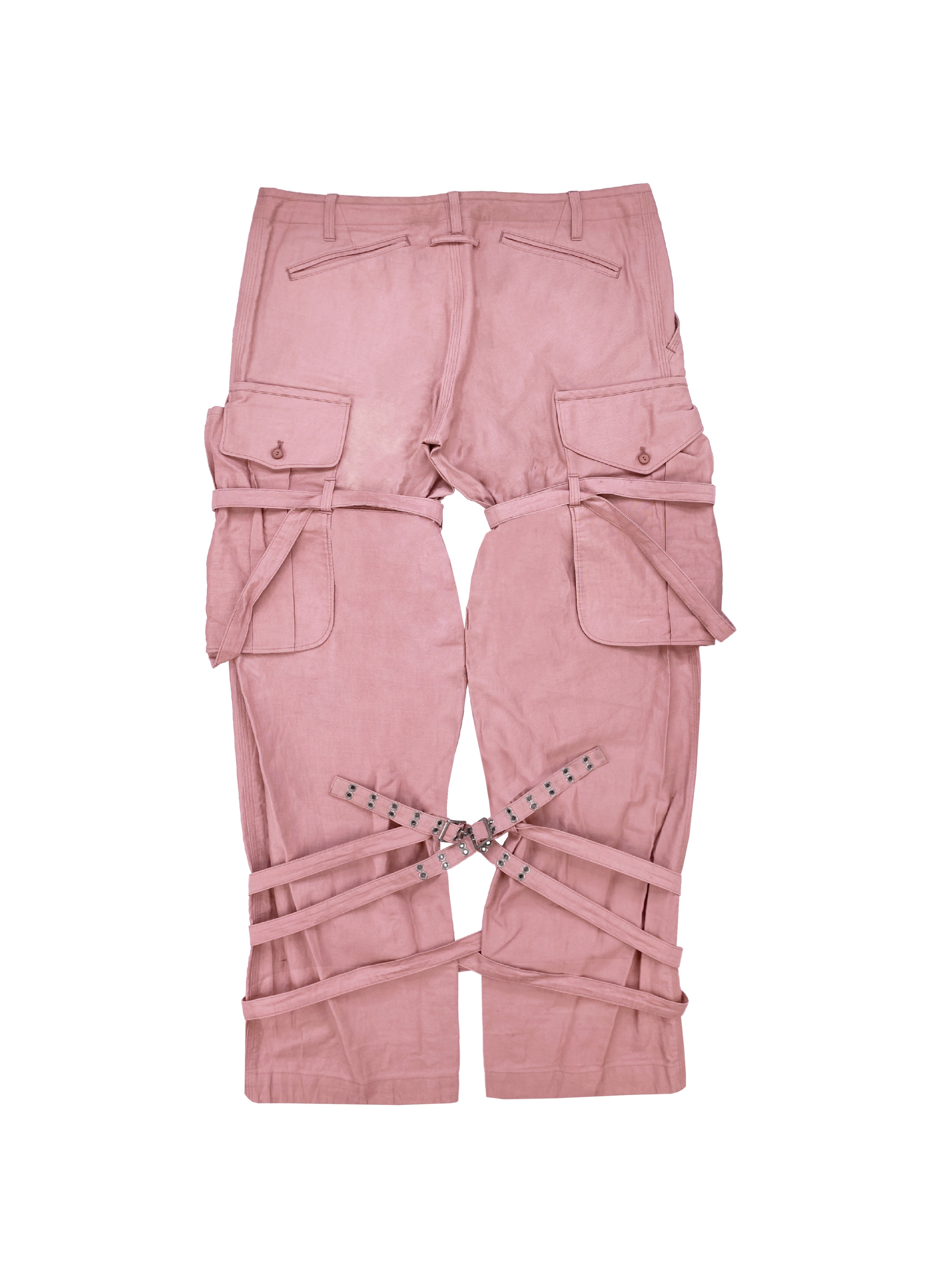 90’s Jean Paul Gaultier Pink Belted Bondage Strap Cargo Pants