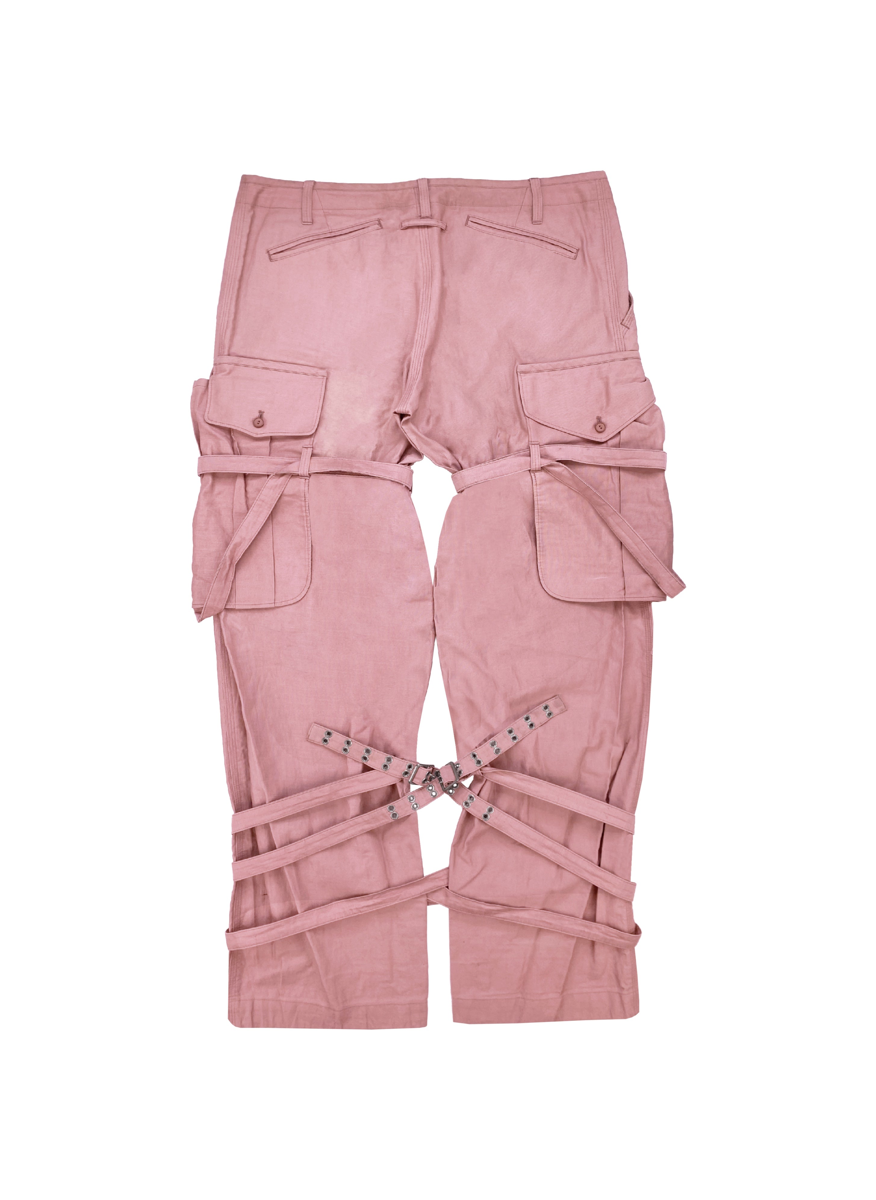 90’s Jean Paul Gaultier Pink Belted Bondage Strap Cargo Pants