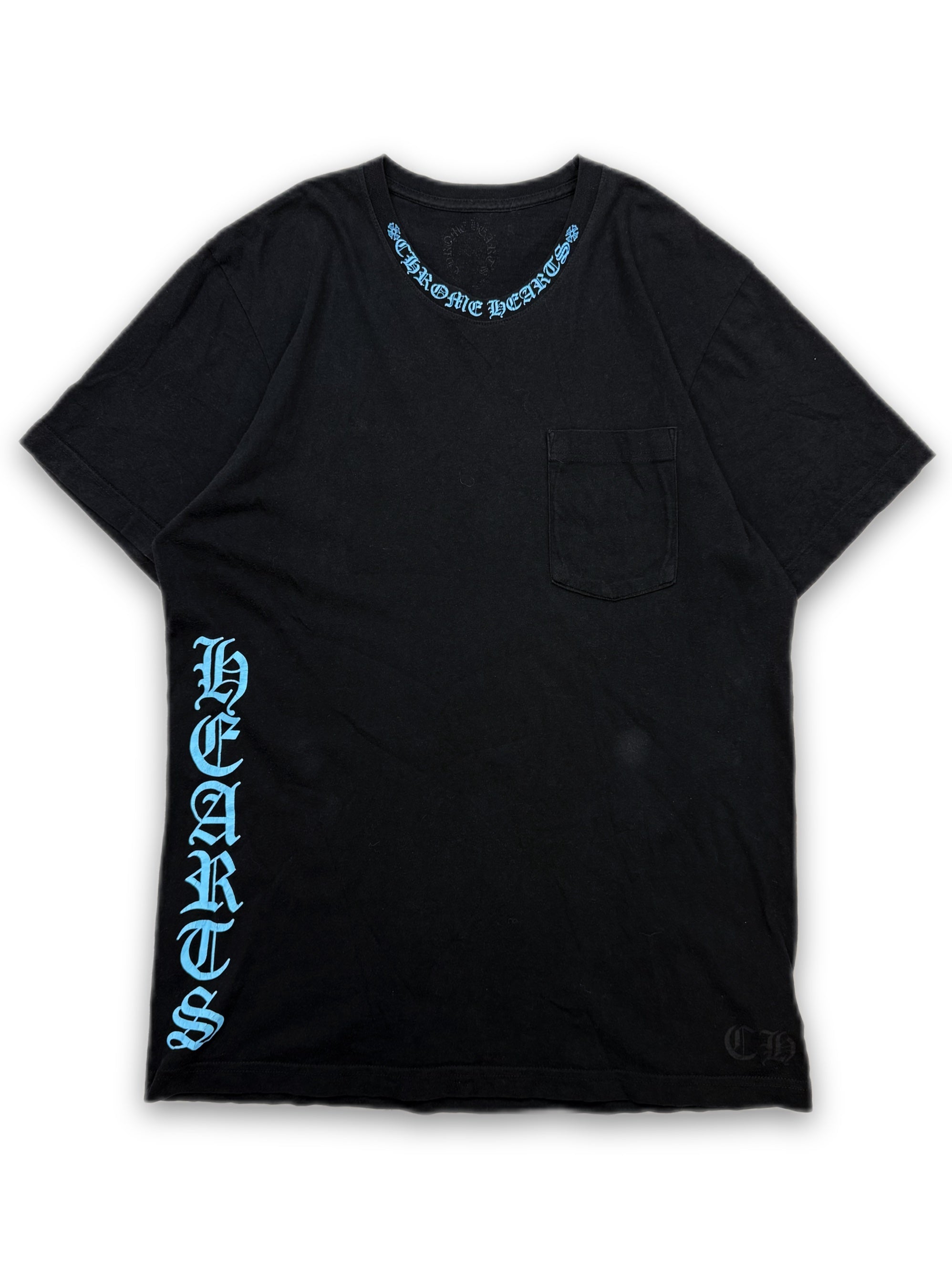 Chrome Hearts Collar Logo Ringer Spell Out Black T-Shirt