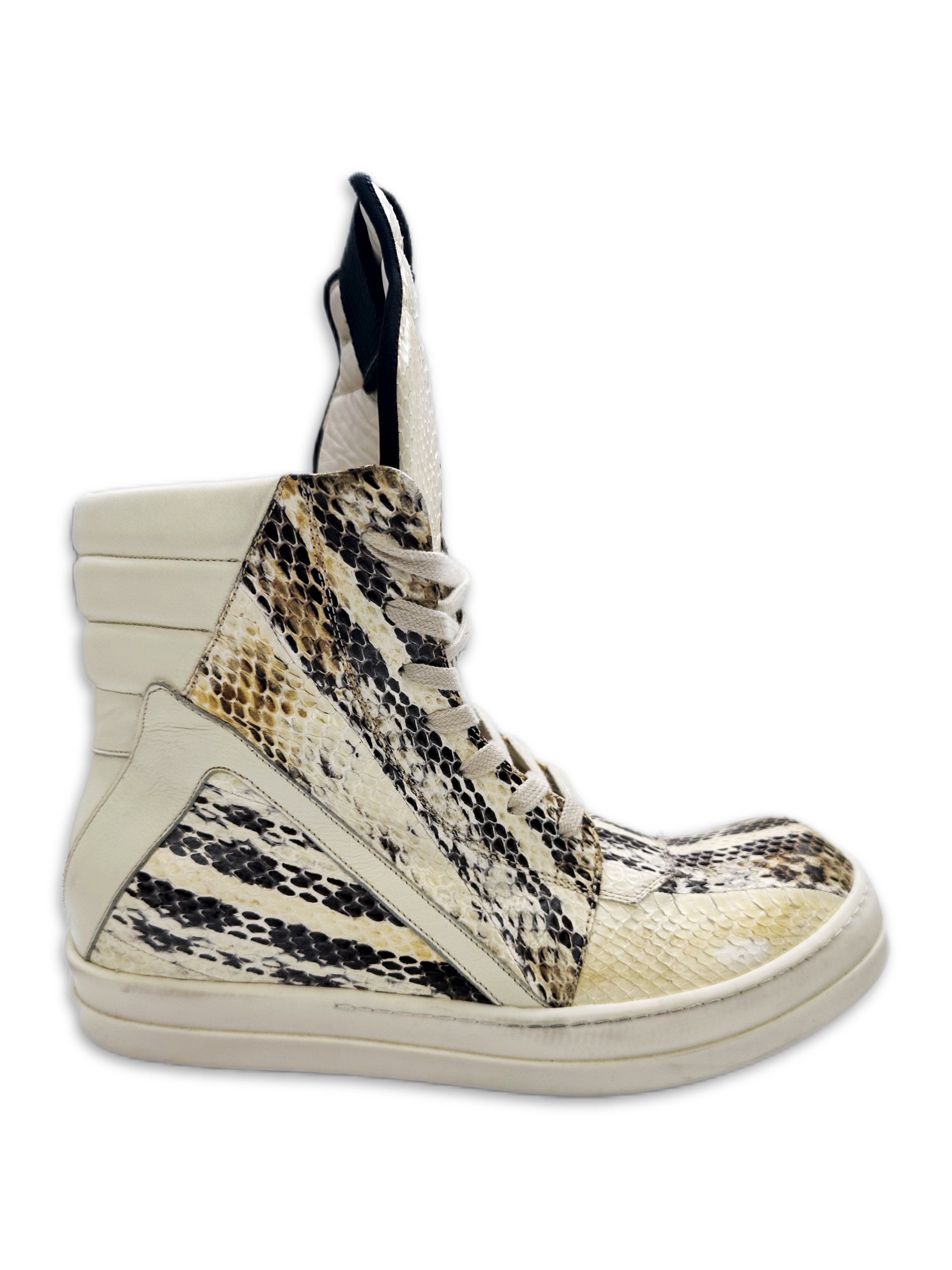SS22 Rick Owens ‘Painted’ Python Skin Geobasket Sneakers