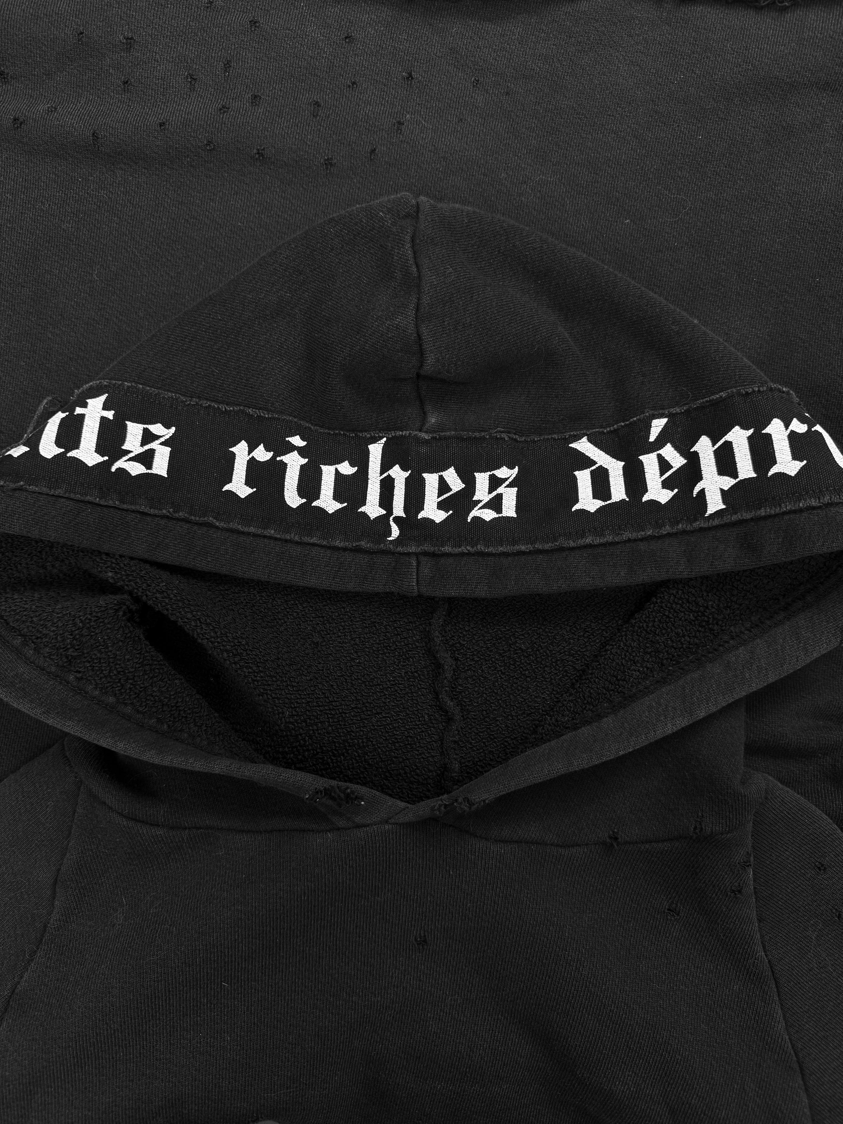 Enfants Riches Deprimes Hood Logo Patchwork Gun Shot Double Layered Hoodie