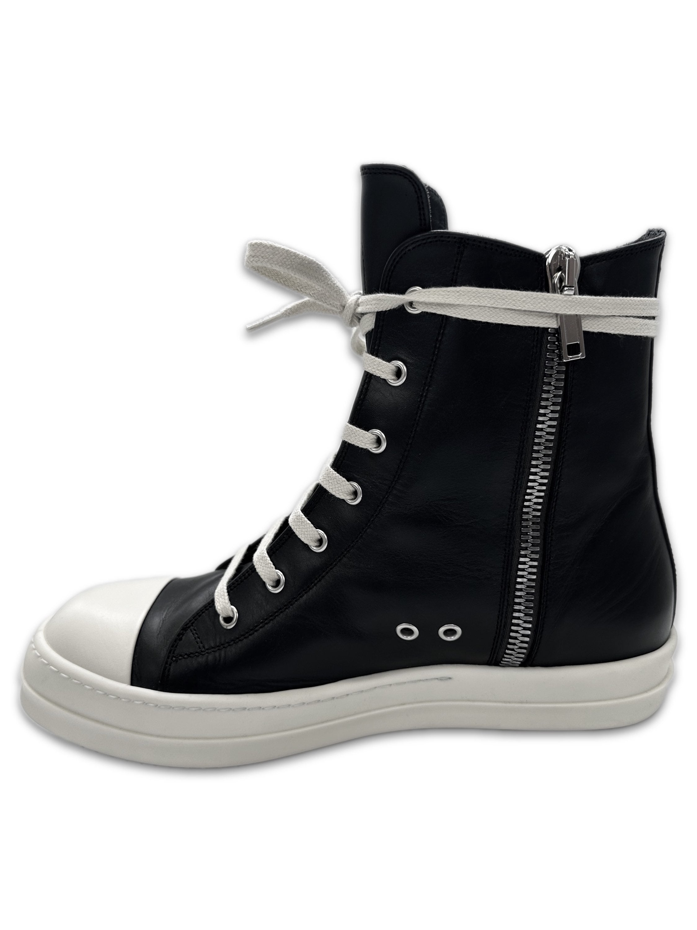 Rick Owens Mainline Leather ‘Ramone’ Hi-top Black Sneaker
