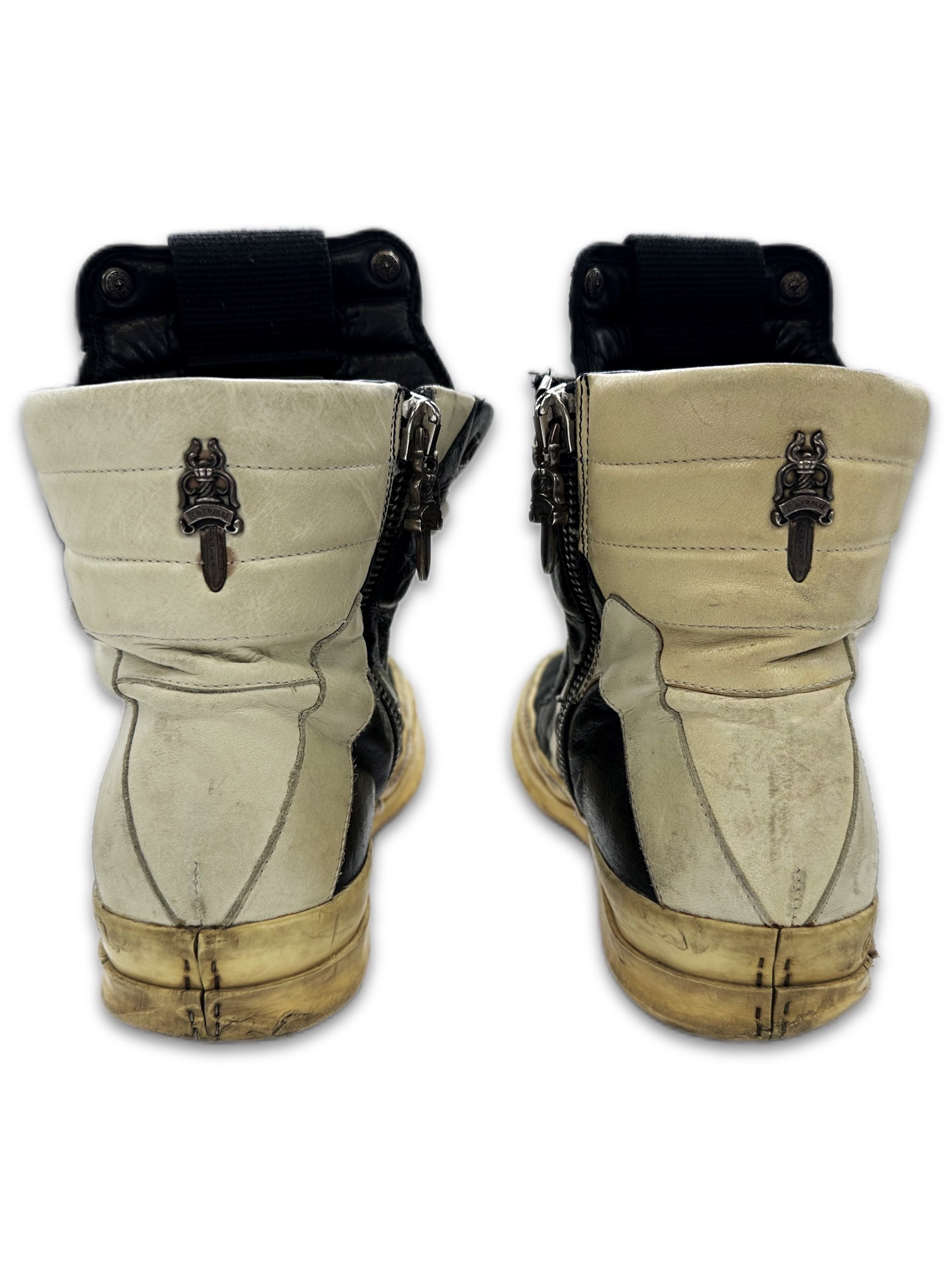 Chrome Hearts x Rick Owens .925 Silver Black Leather Geobasket Sneakers