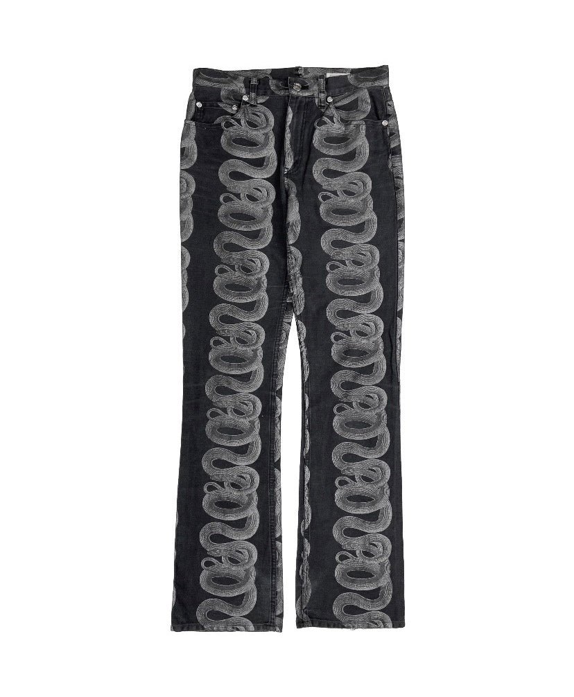 SS98 Hysteric Glamour Black Snake Pattern Skinny Denim