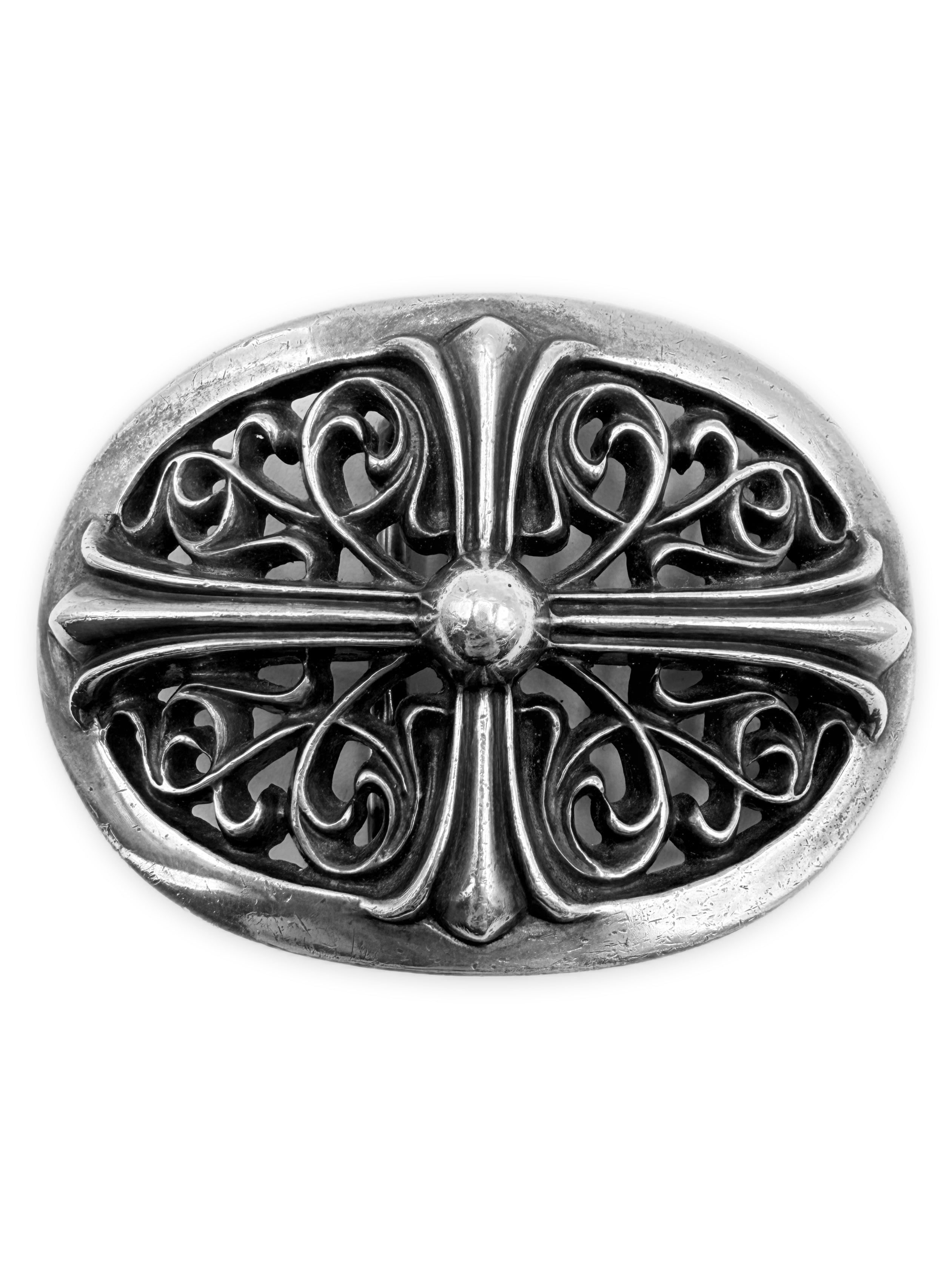 Chrome Hearts 1.5 inch Oval .925 Silver Belt Buckle