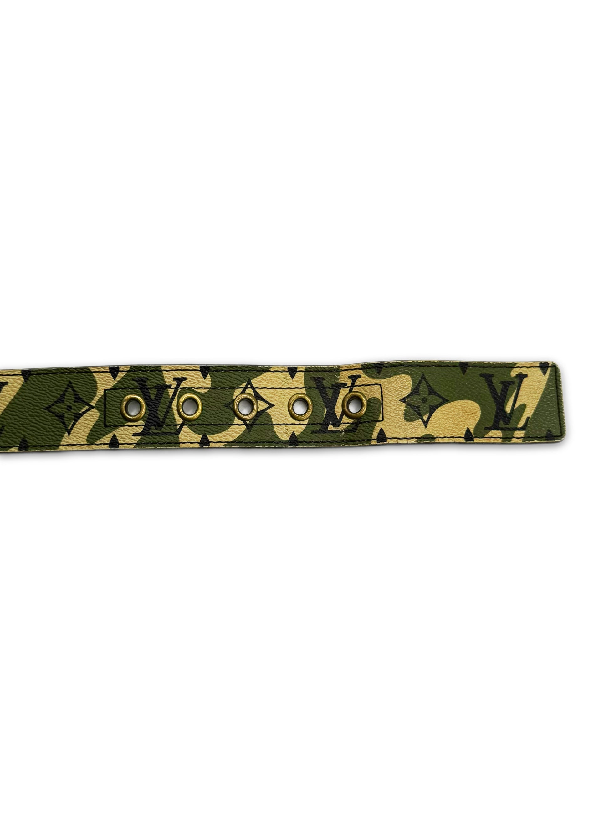 2007 Louis Vuitton x Takahashi Murakami Green Camo Leather Belt