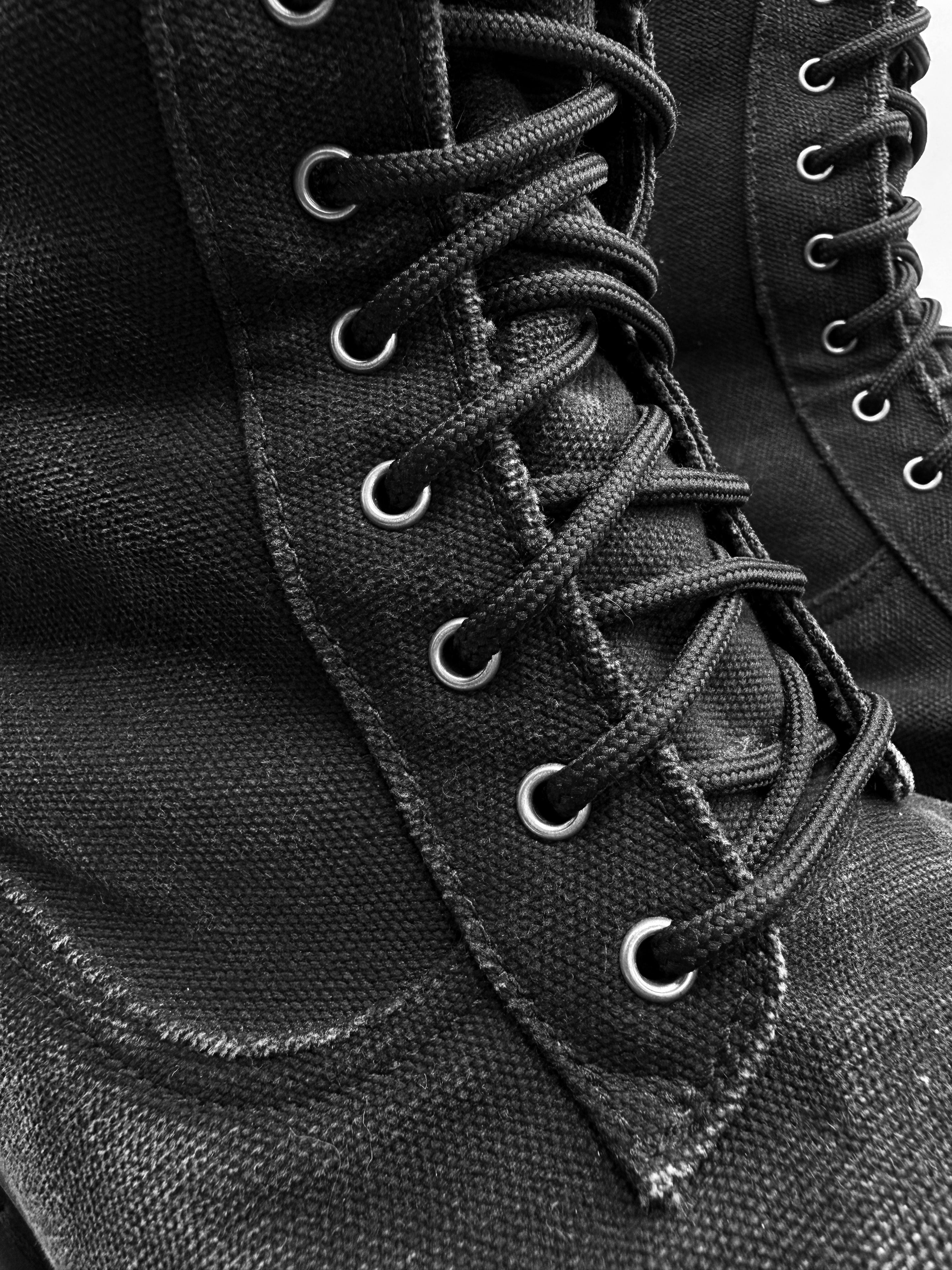 AW24 Balenciaga Canvas Hi-top Black Side Zip Combat Stomper Boots