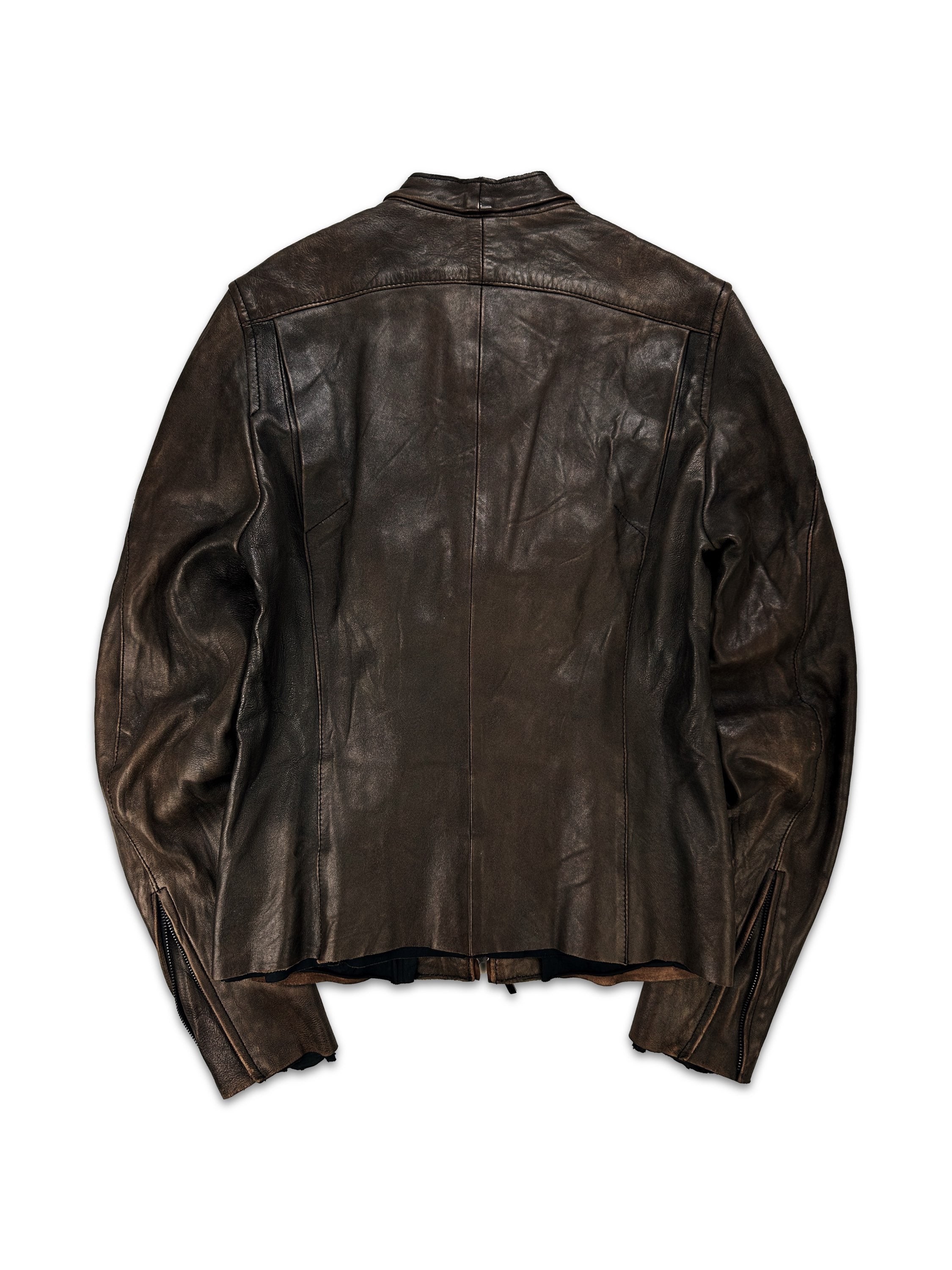 AW08 The Viridi-Anne Brown Leather Quad-zip Leather Biker Jacket