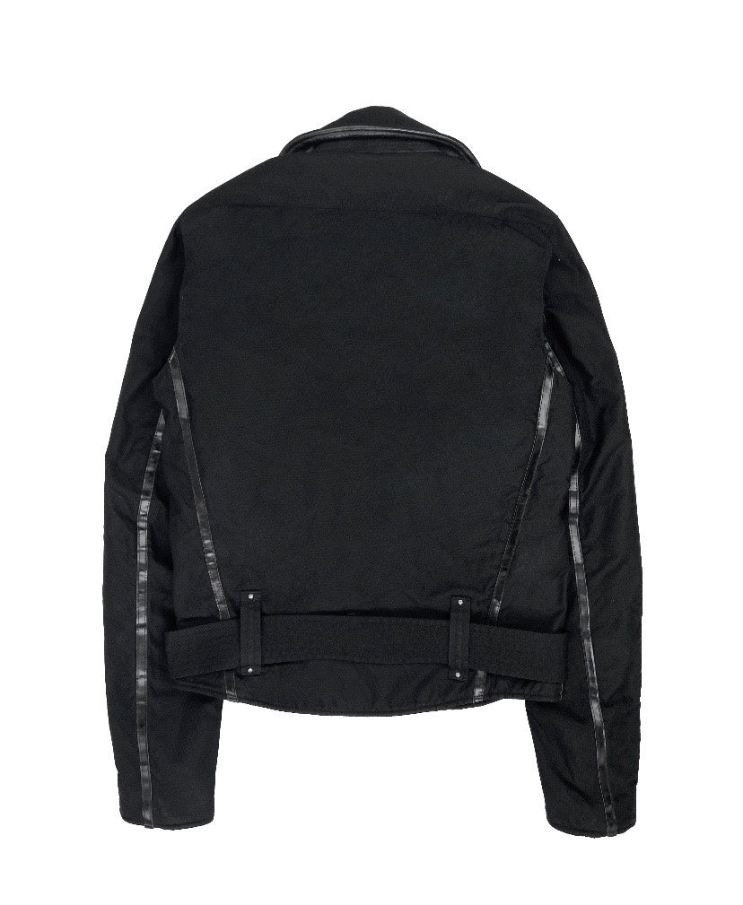AW03 Helmut Lang Nylon Leather Accent Belted Biker Jacket