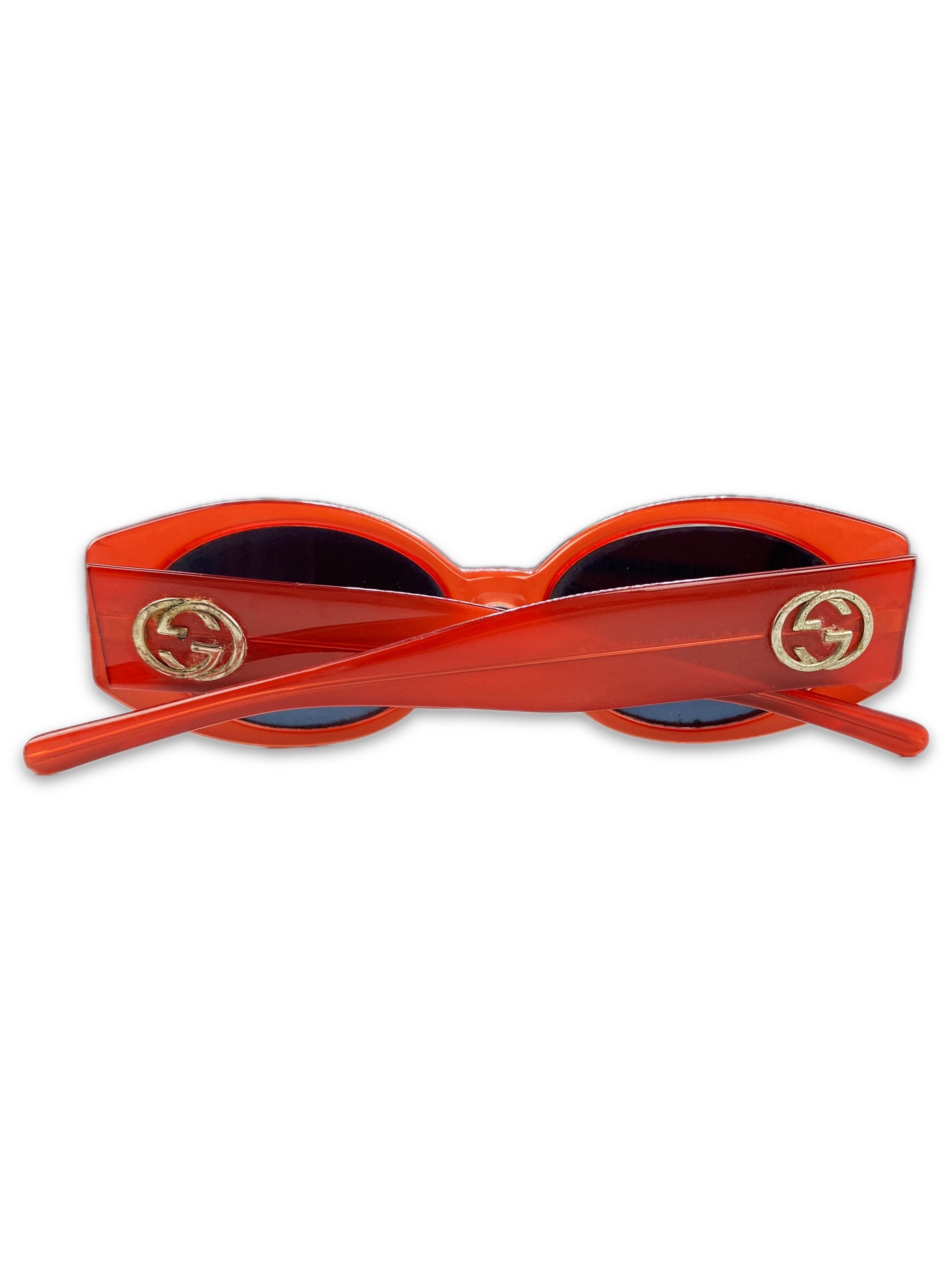 Gucci GG Blue Tint Oval Frame Sunglasses