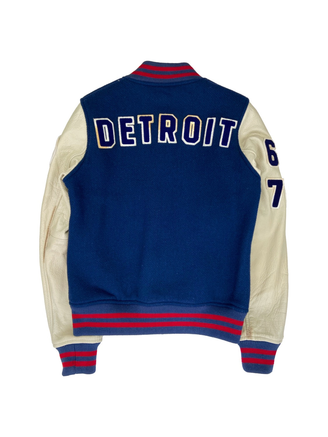 Hysteric Glamour “Detroit” Blue Patched Leather Varsity Jacket
