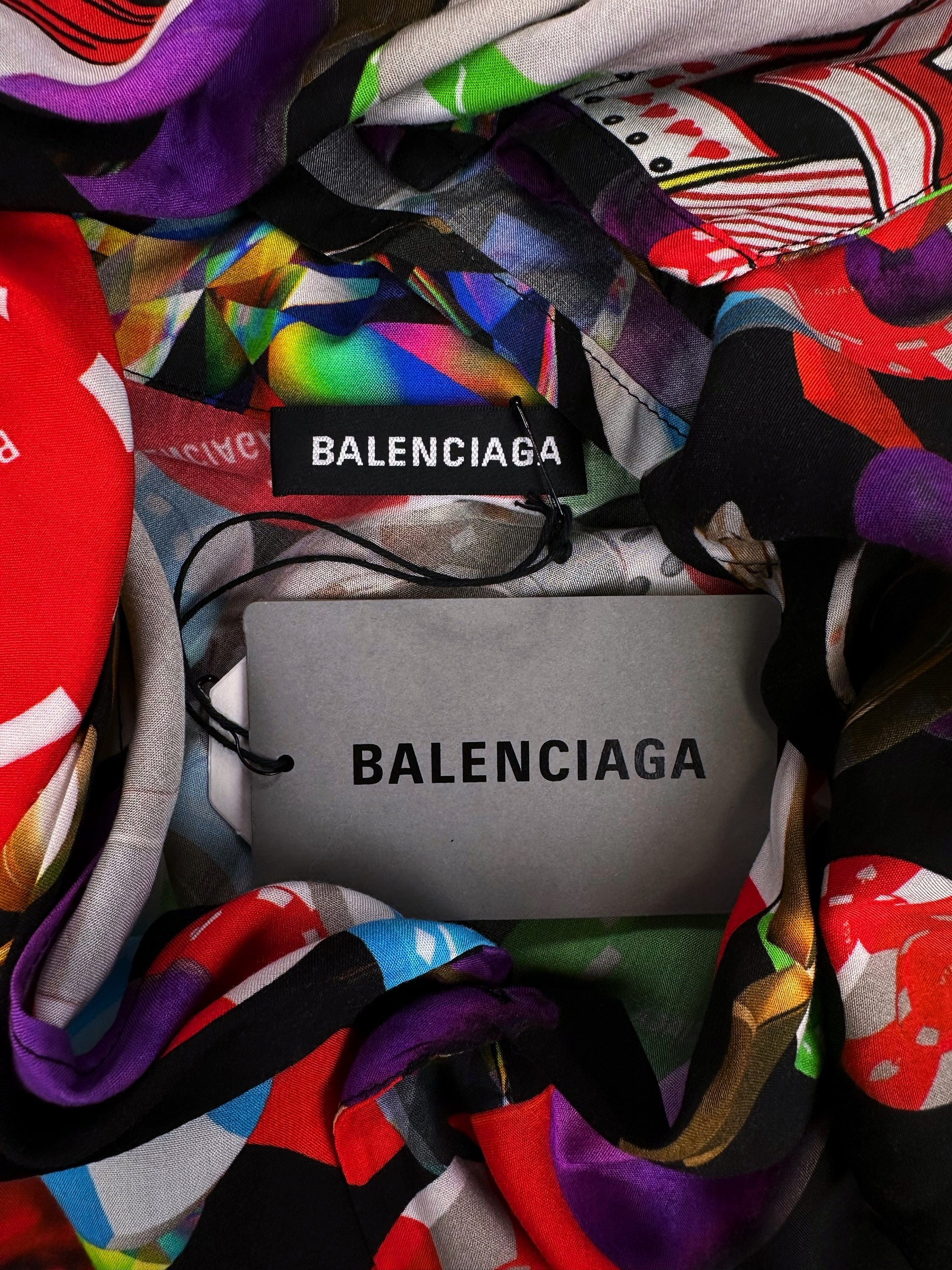 SS19 Balenciaga ‘Casino’ Print Short Sleeve Camp Collar Shirt