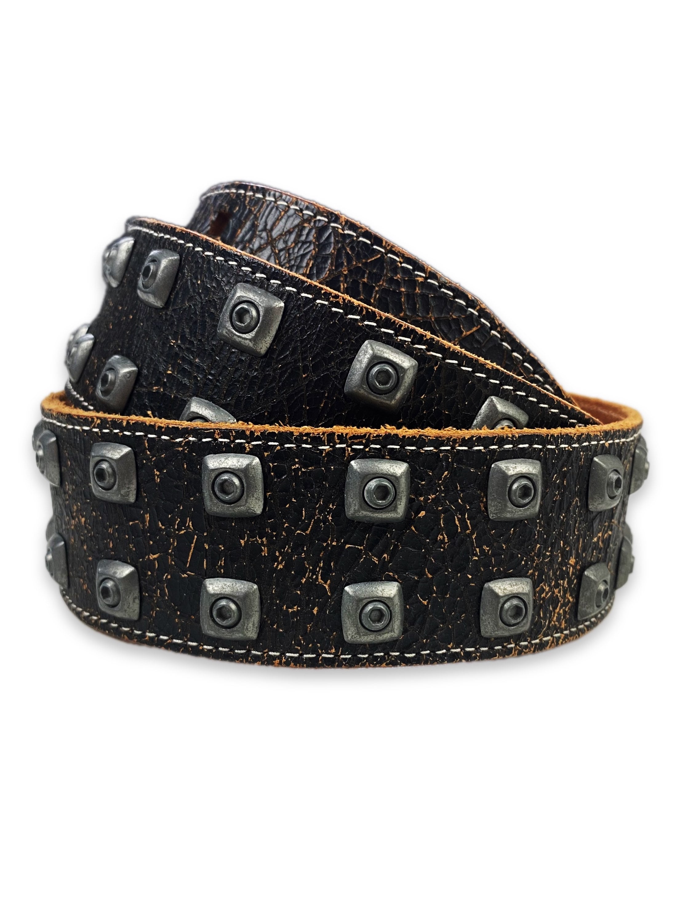 00s Oakley Studded Leather Metal Buckle Belt