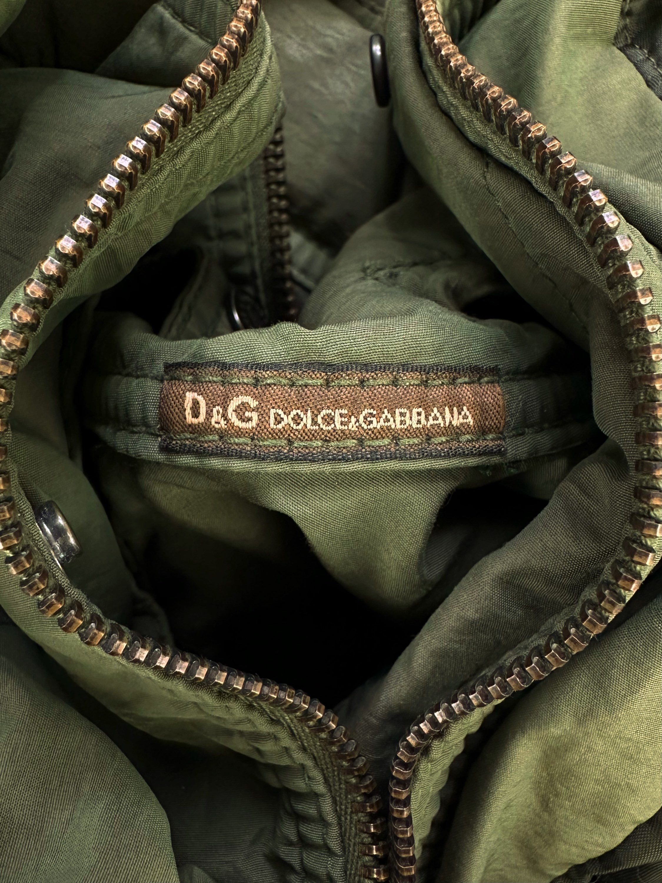 00s Dolce & Gabbana Forest Green 3D Padded Bomber Jacket