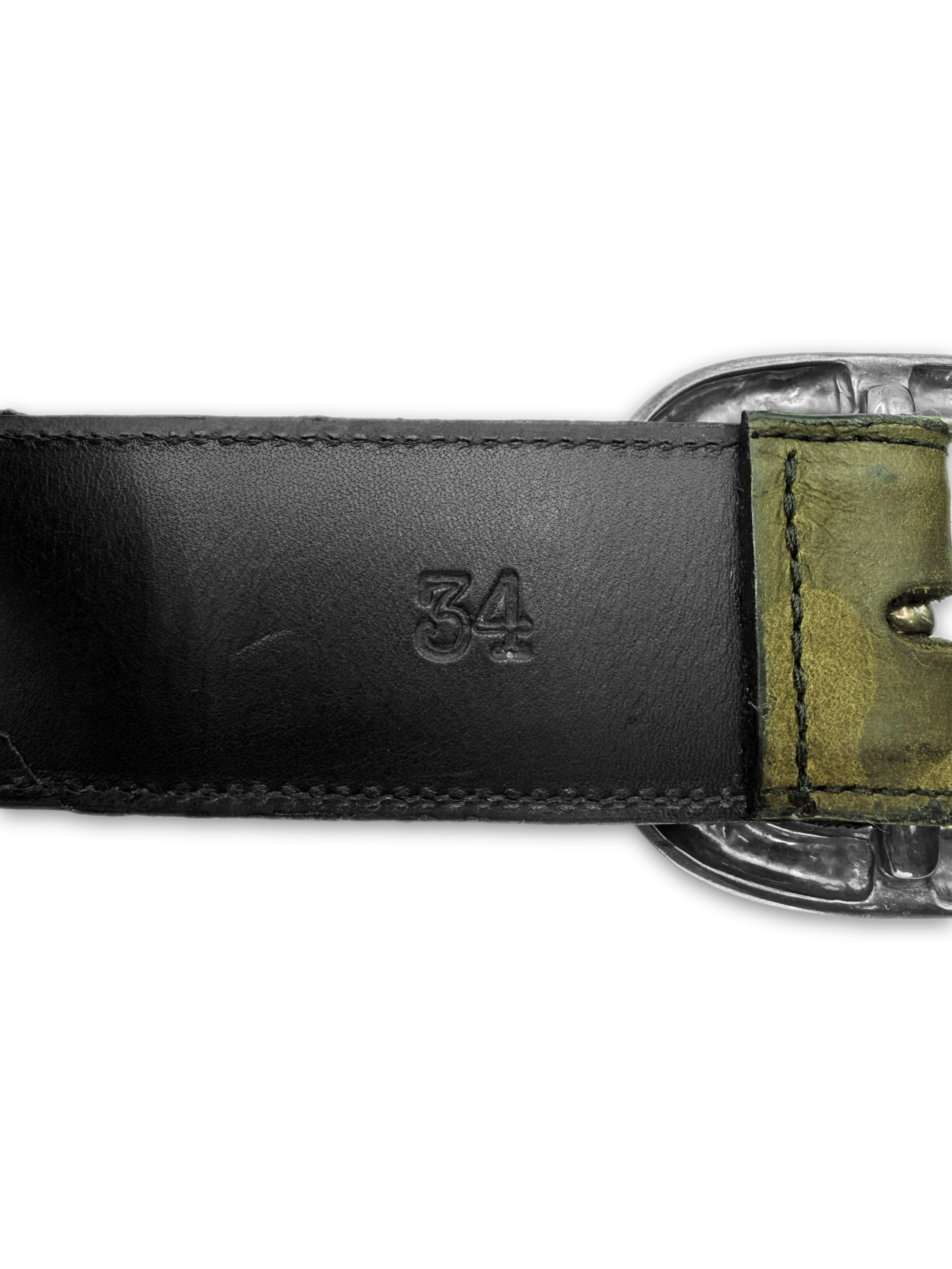 Chrome Hearts Green Camouflage Leather ‘Gunslinger’ .925 Silver Belt