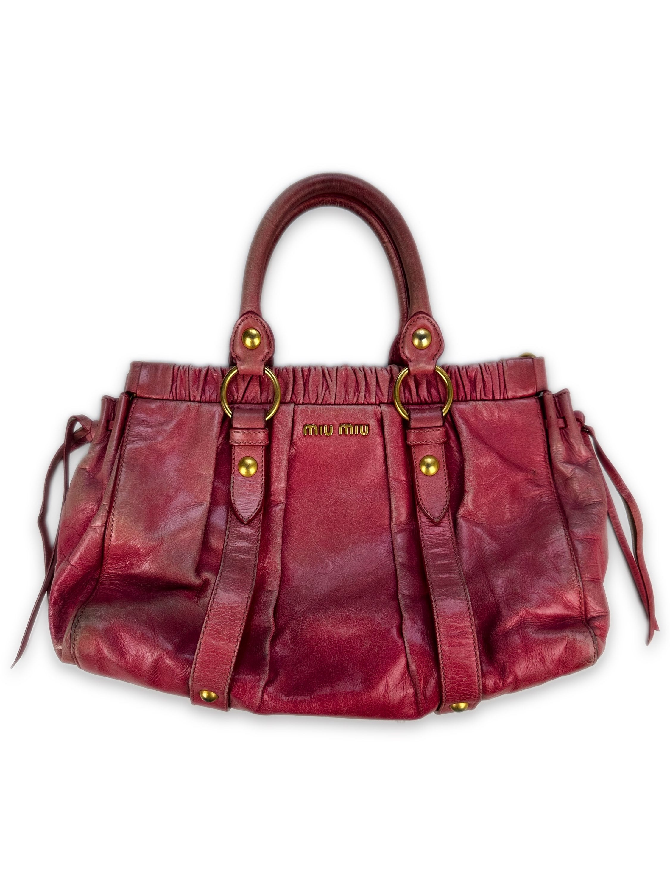 Miu Miu Blood Red Leather Handbag
