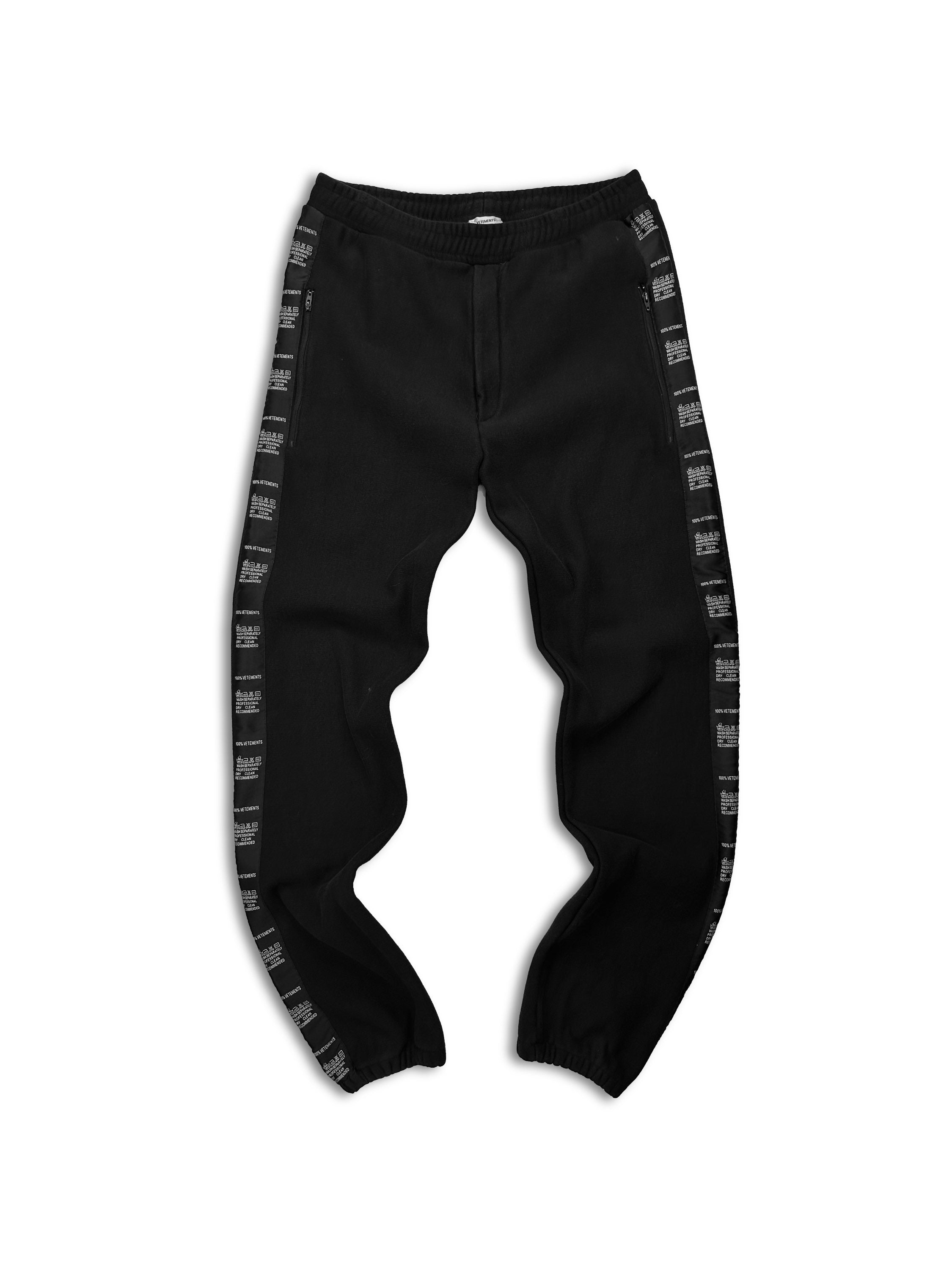SS18 Vêtements ‘Wash Tag’ Motif Black Cuffed Sweat Pants