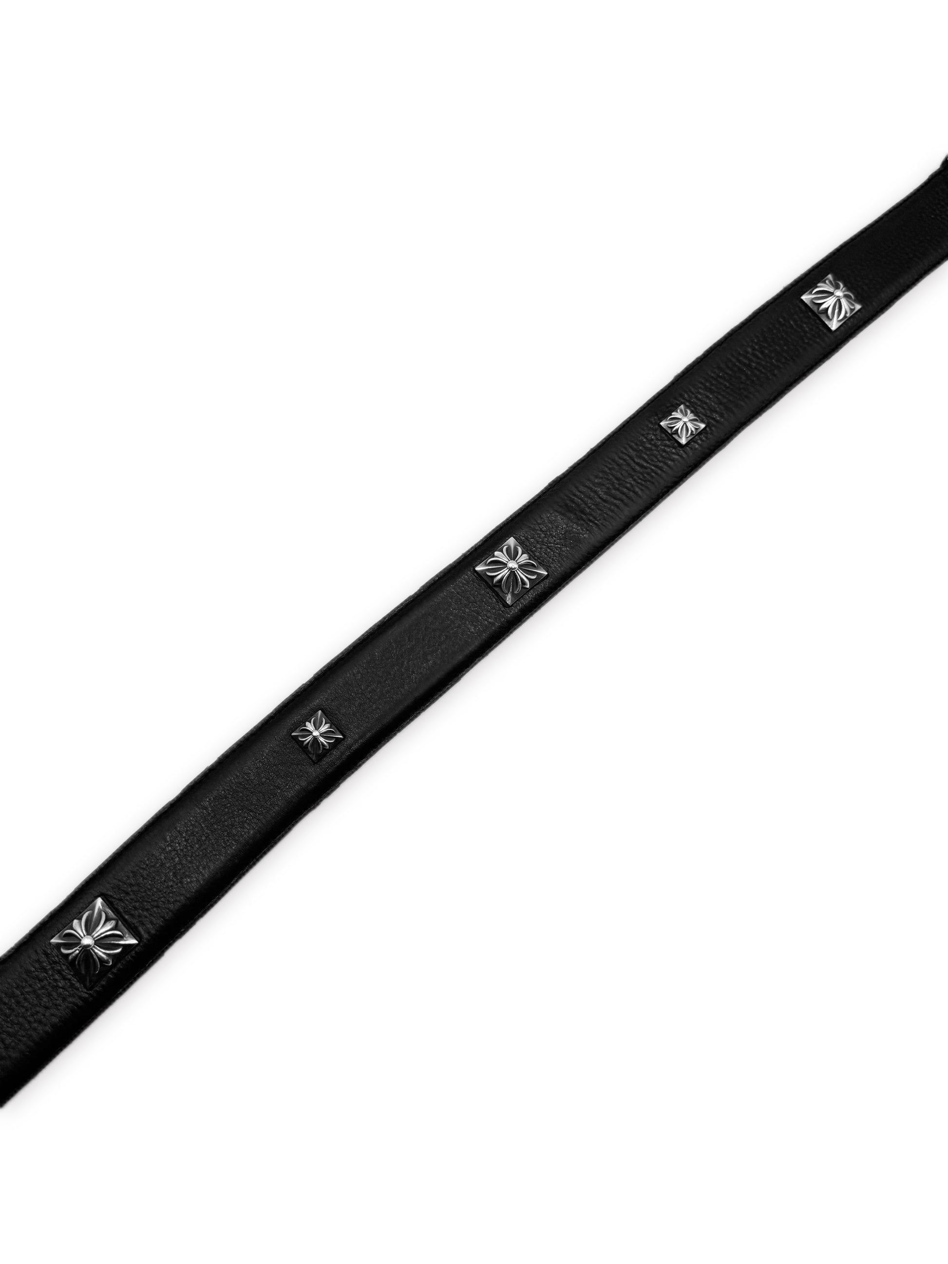 Chrome Hearts Pyramid Studded Lambskin Leather Black Roller Belt