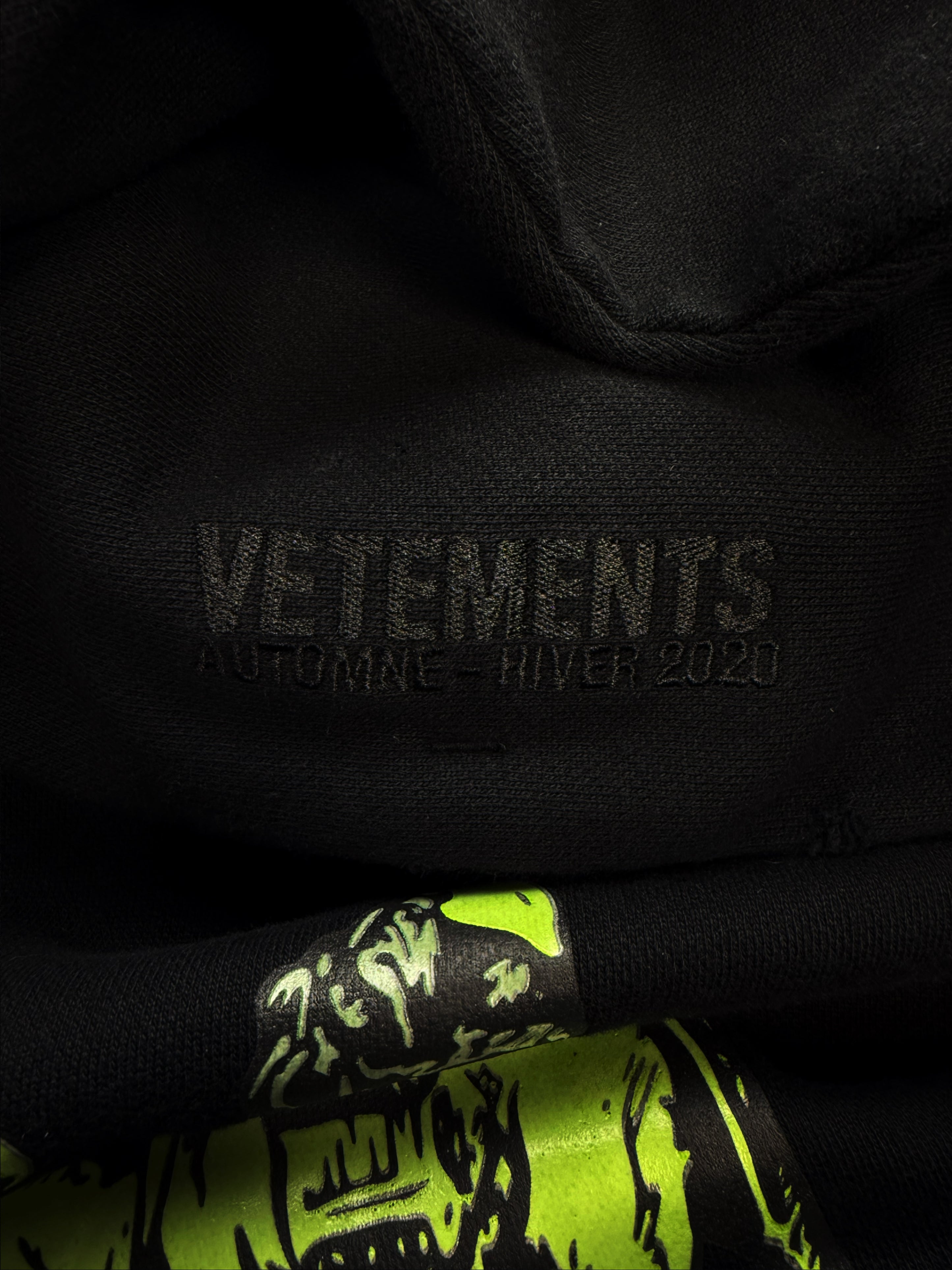 AW20 Vetements ‘Silk Road’ Embroidered Black Oversized Hoodie